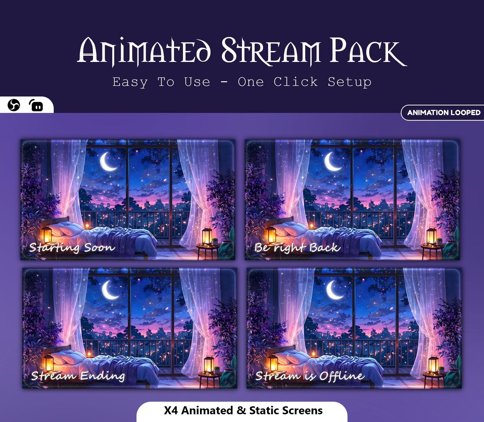 Starry Night Moon Animated Overlay — preview photo 2