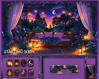 Cozy Midnight Garden Animated Overlay | Twitch Overlay | YouTube | Kick | lo-fi Forest Overlays