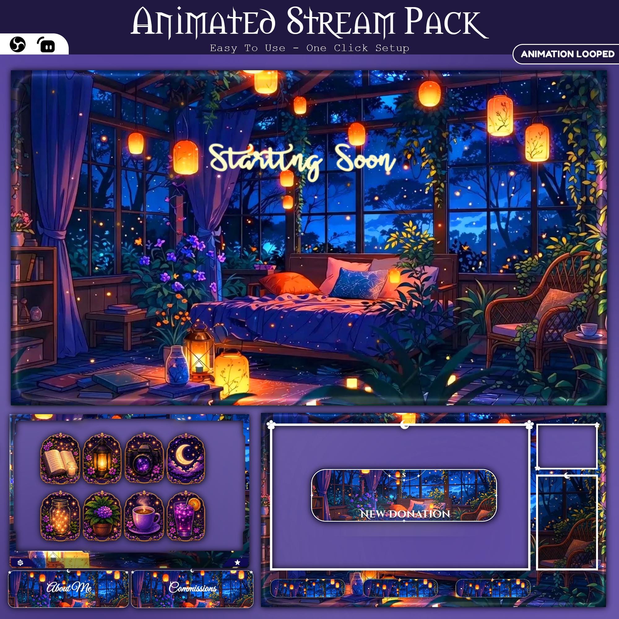 Magical Night Garden Room Animated Overlay