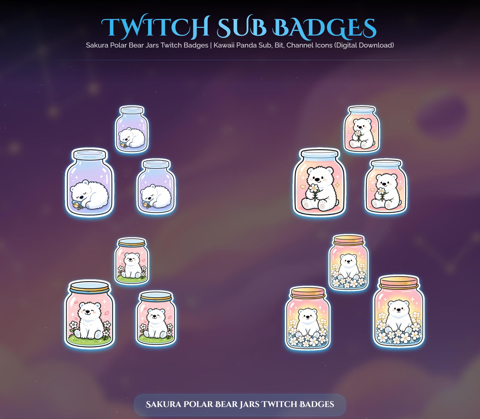 Sakura Polar Bear Jars Twitch Badges — preview photo 2