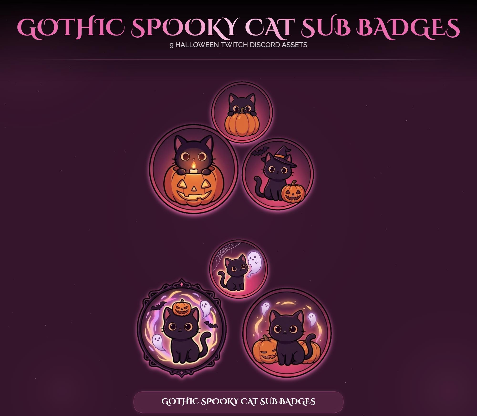 Gothic Halloween Cat Sub Badges — preview photo 3
