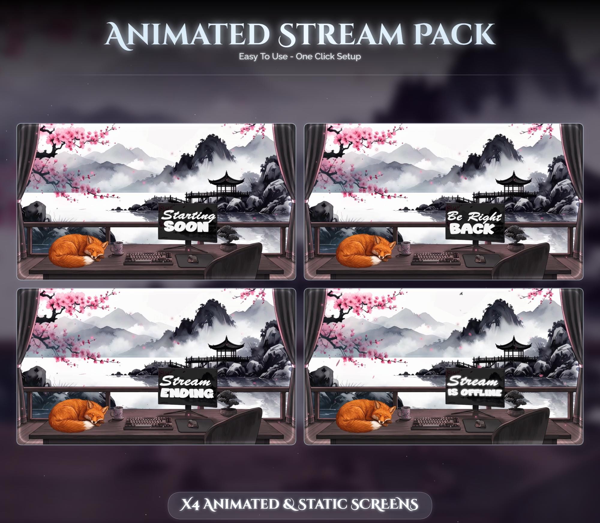 Fox Overlay Animated Stream Package: Twitch, YouTube, Kick — preview photo 2