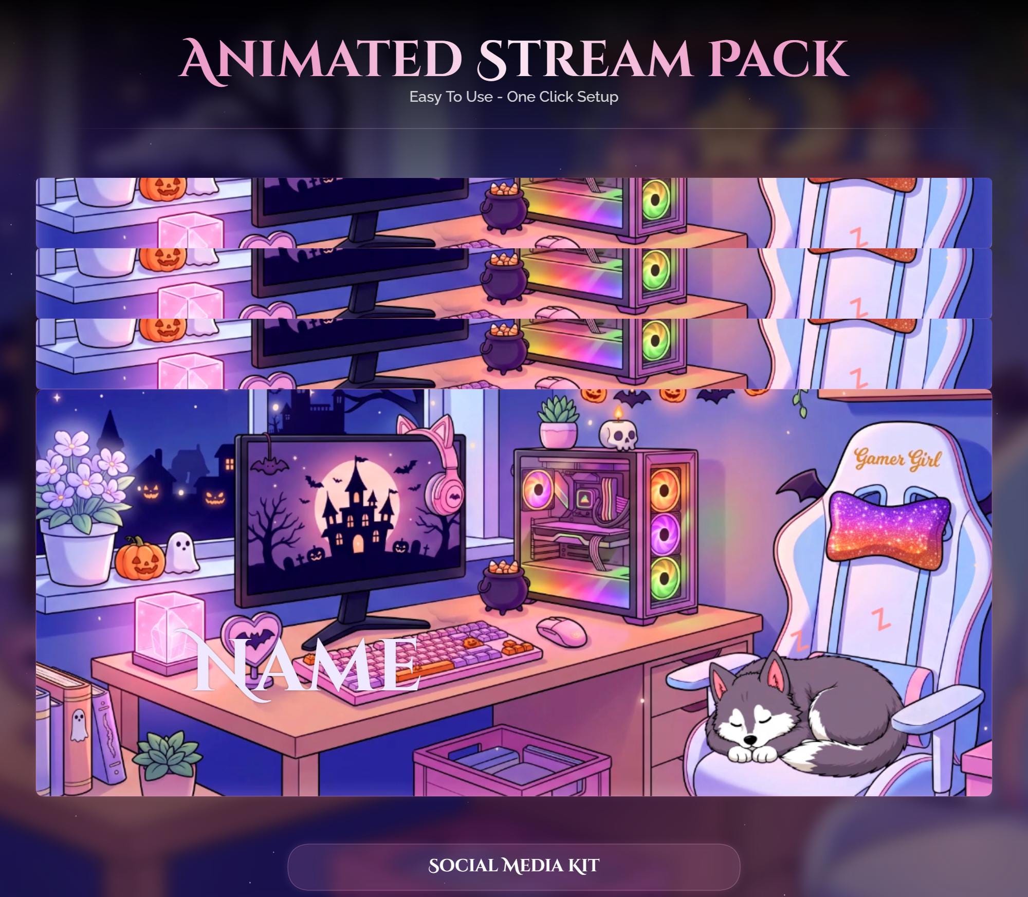 Animated Spooky Halloween Twitch Overlay Pack — preview photo 10