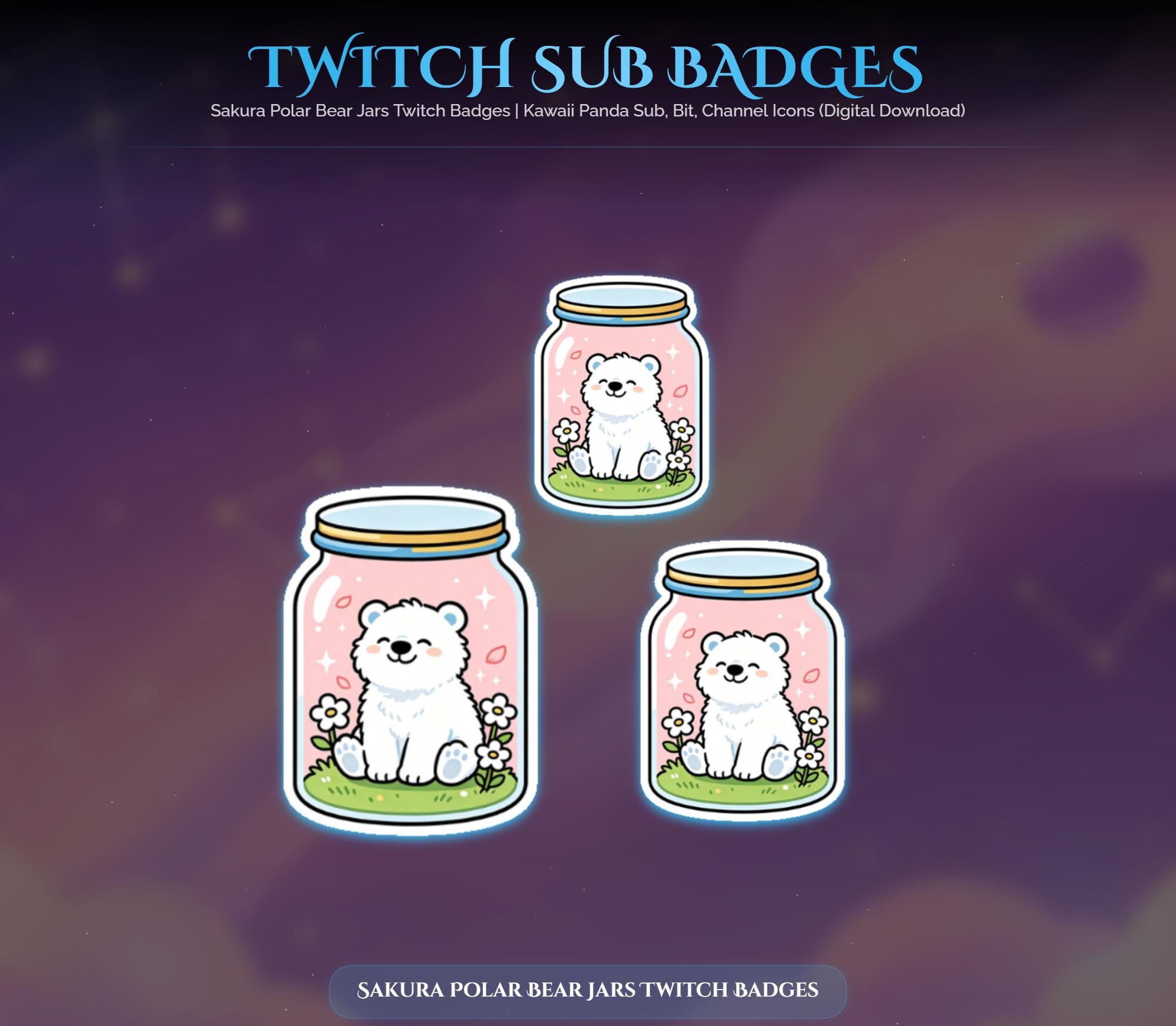 Sakura Polar Bear Jars Twitch Badges — preview photo 5