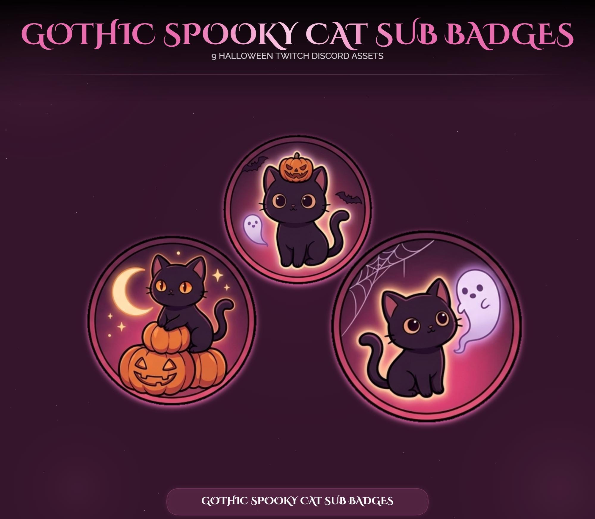Gothic Halloween Cat Sub Badges — preview photo 6