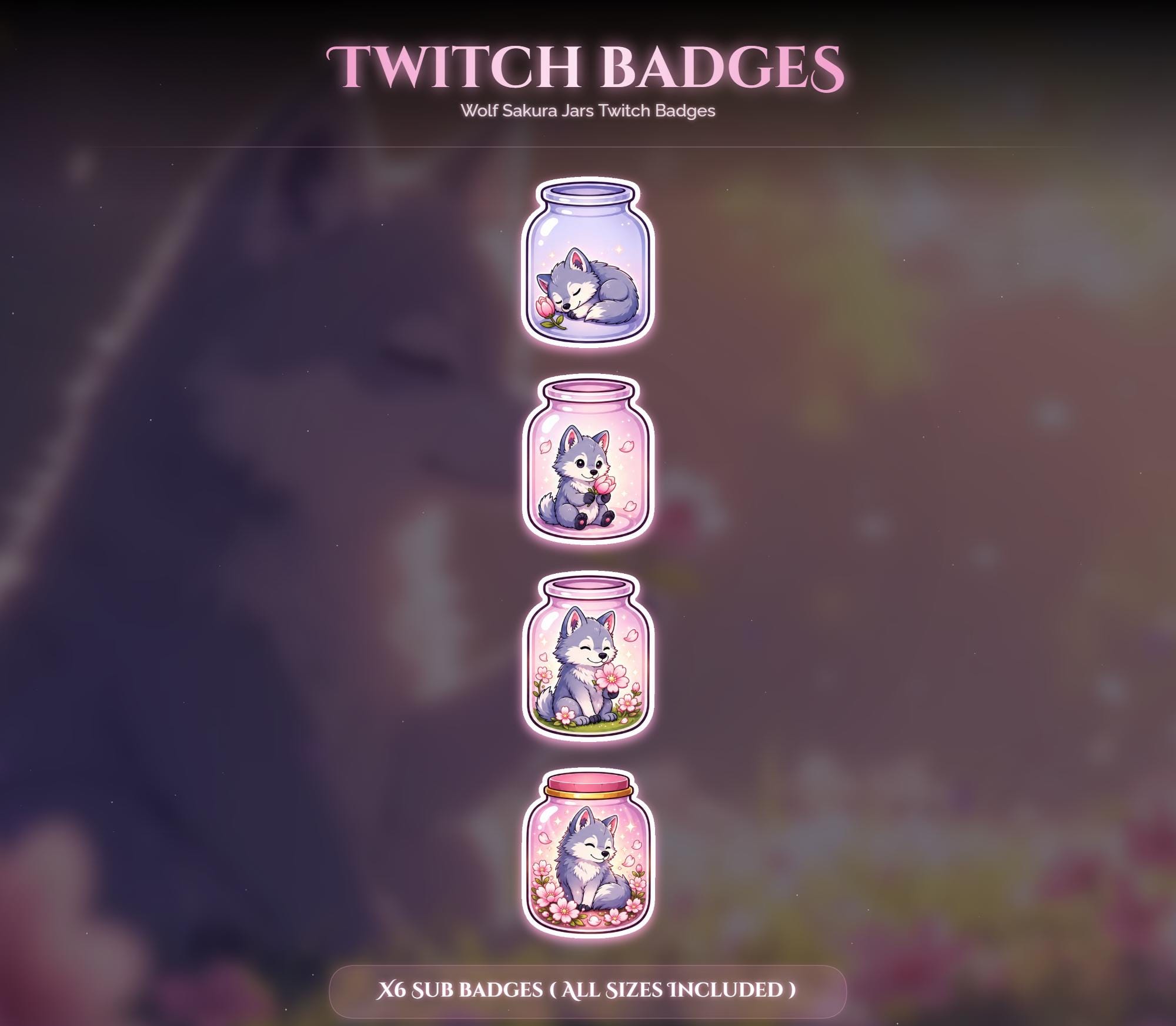 Sakura Wolf Jars Twitch Badges — preview photo 4
