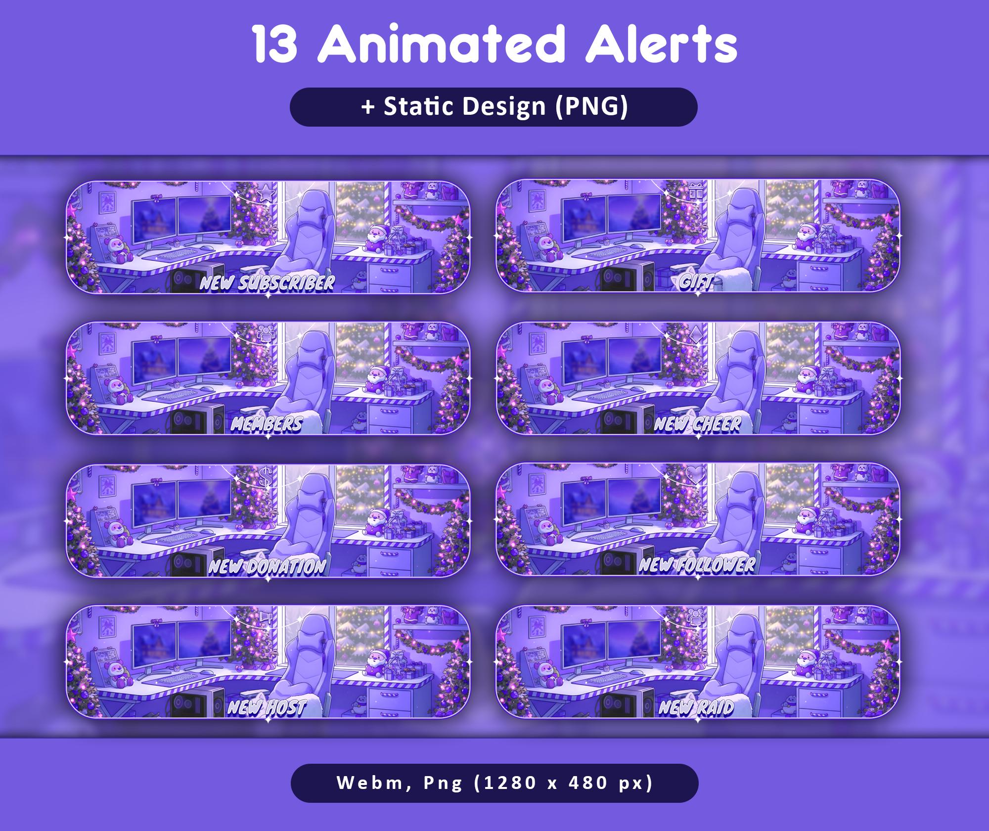 Purple Cat Overlay Animated Stream Pack — preview photo 8