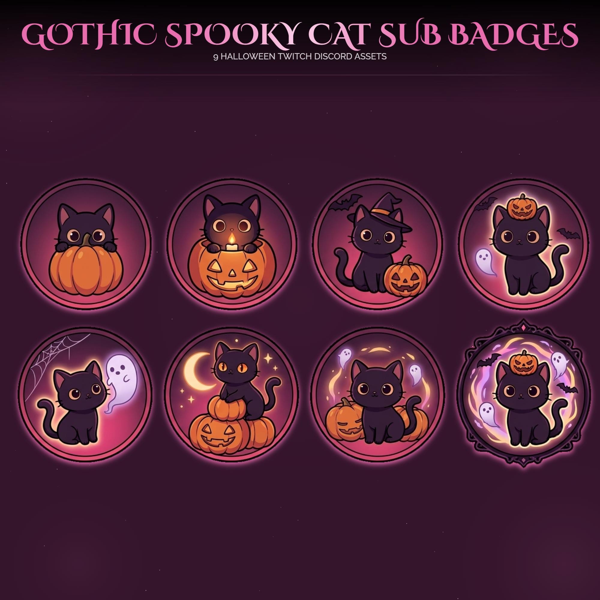 Gothic Halloween Cat Sub Badges — preview photo 2
