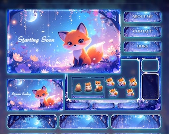 Fox Forest Magic Animated Stream Package | Lofi Twitch Overlay | YouTube | Kick | Foxes Overlays