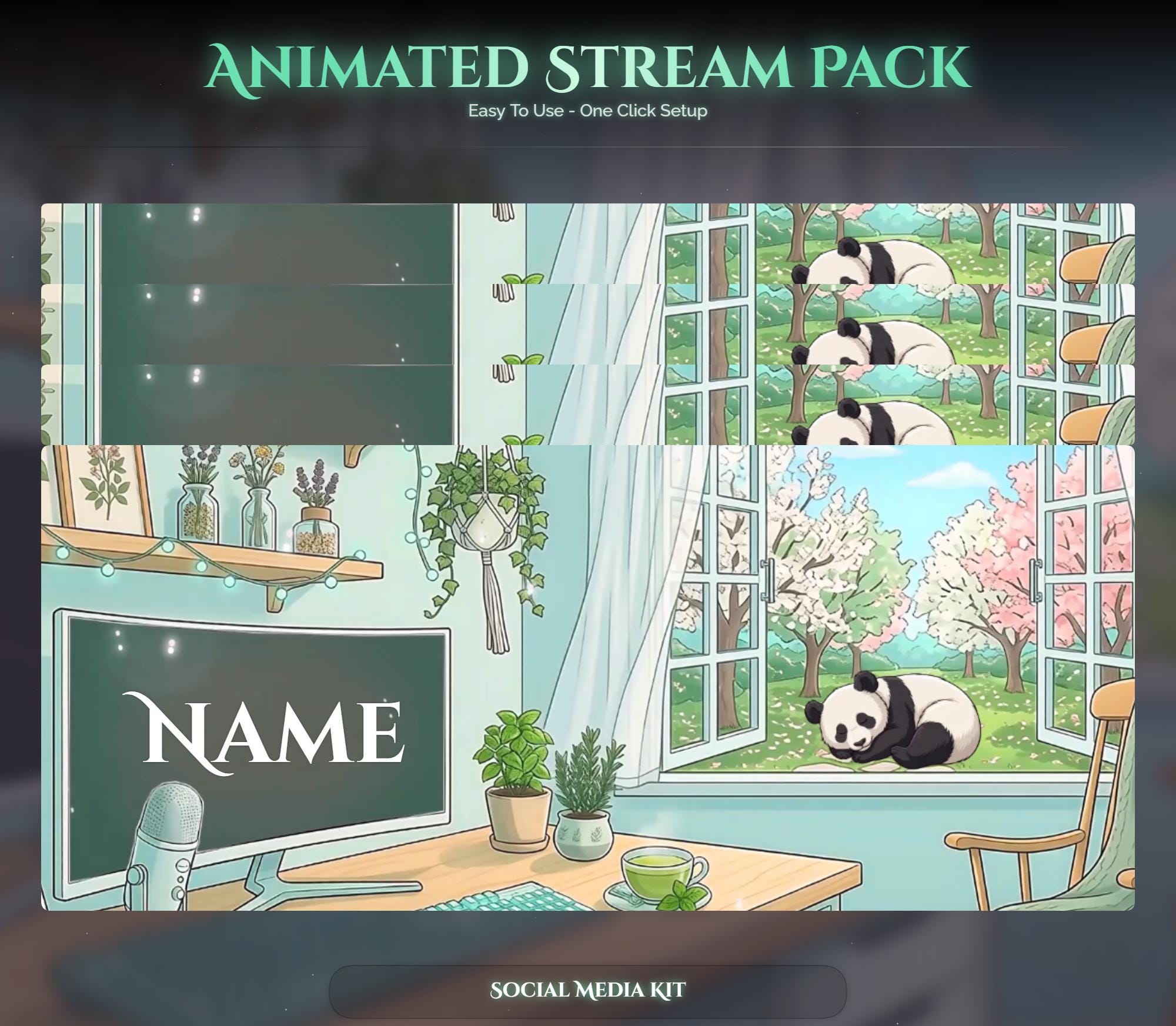 Matcha Panda Animated Stream Package: For Twitch Overlay, YouTube, Kick — preview photo 10