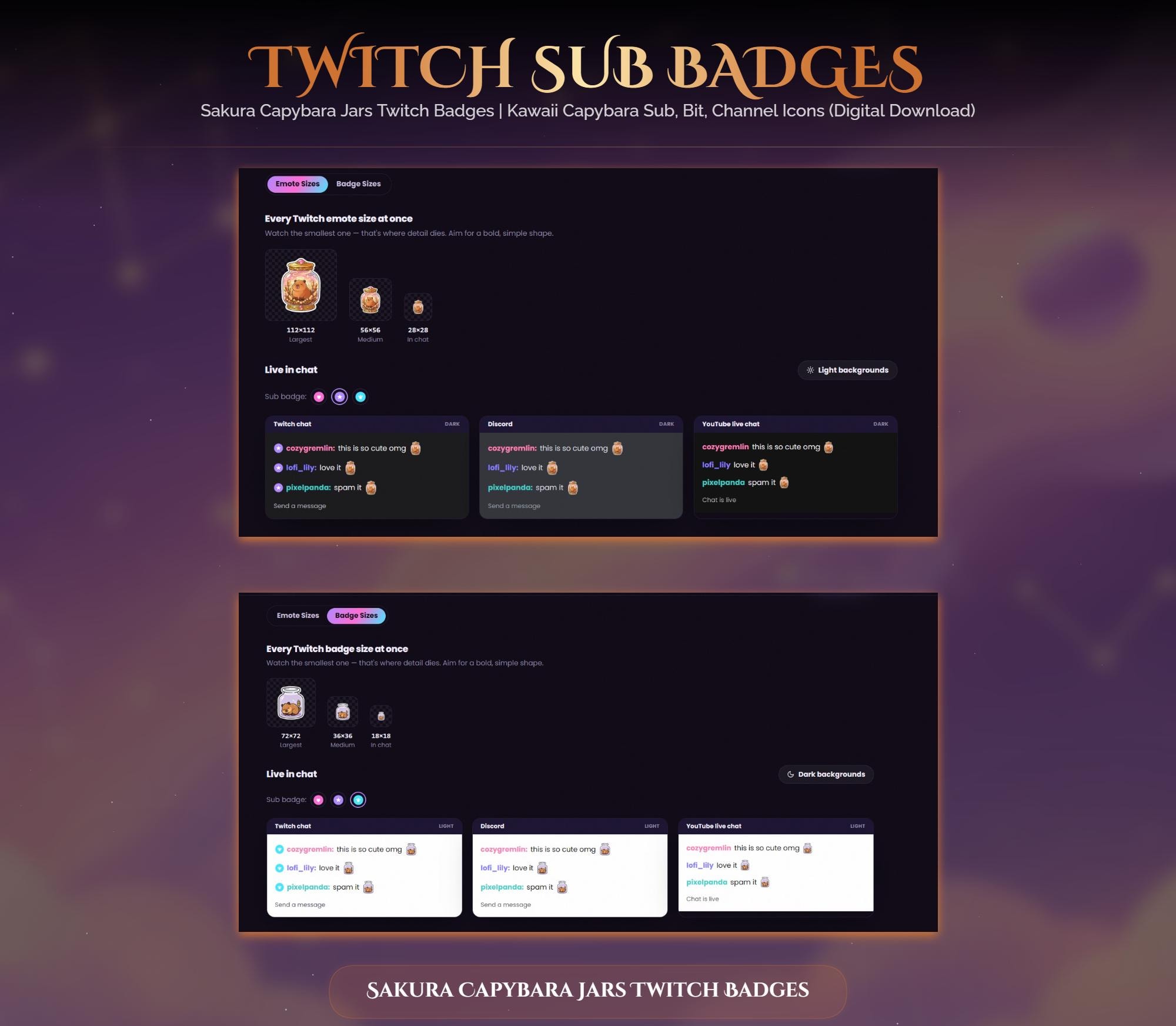 Sakura Capybara Jars Twitch Badges — preview photo 6
