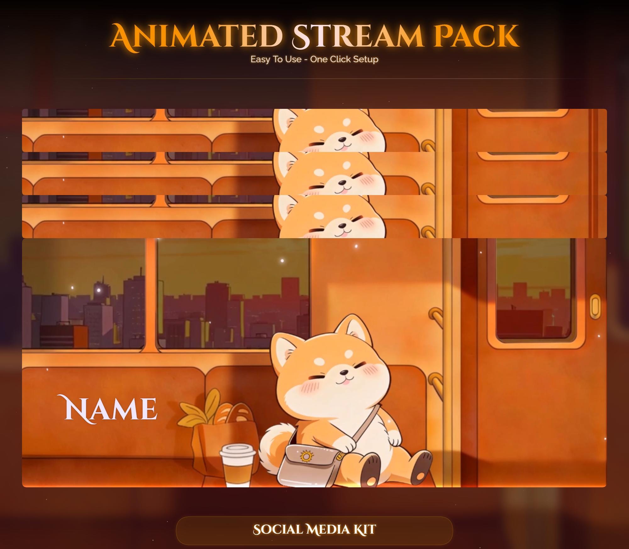 Train Sunset Dog Overlay Animated Stream Package: For Twitch, YouTube, Kick — preview photo 10