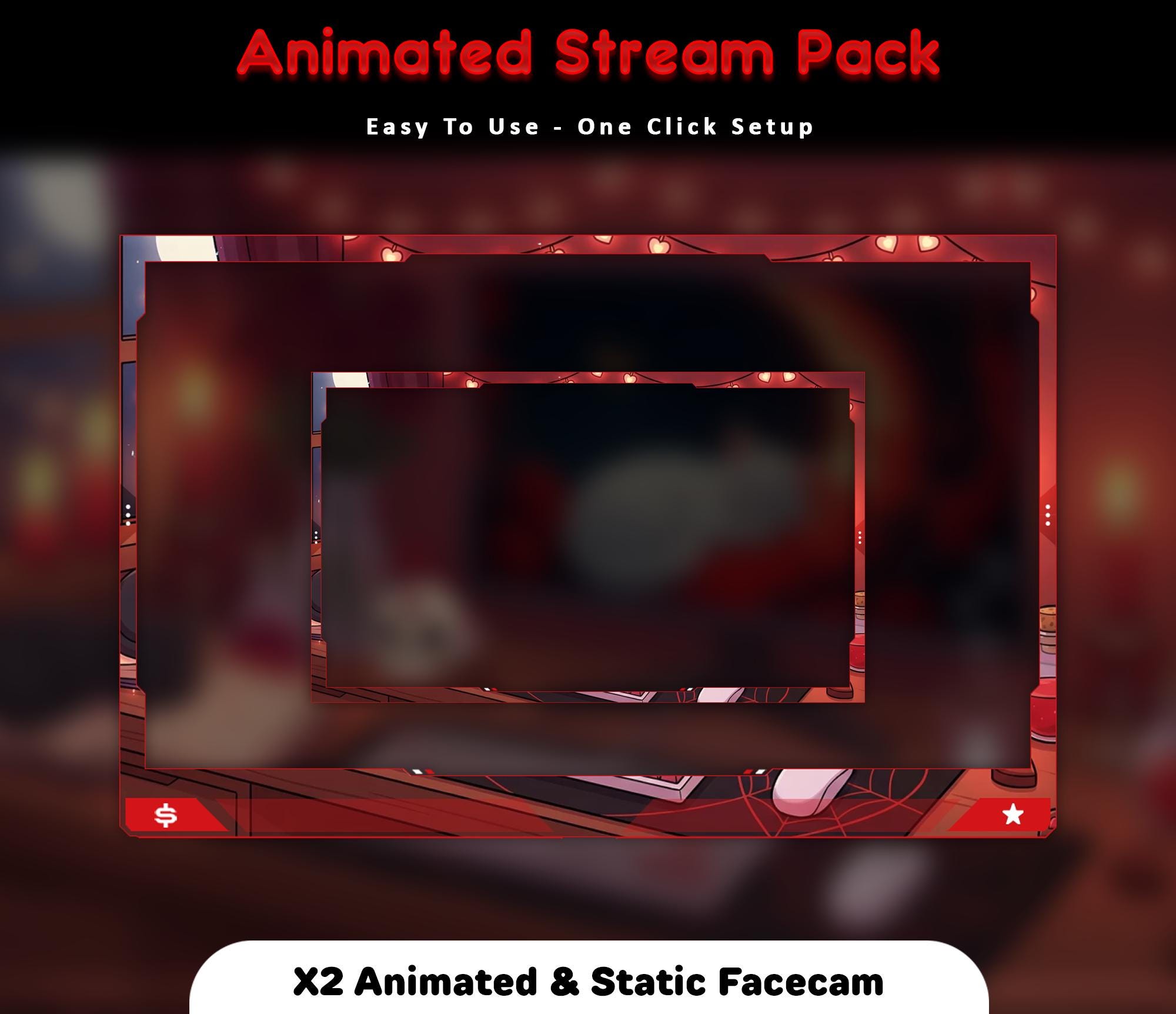 Midnight Cozy Cat Animated Stream Pack: Gothic Twitch Overlay (Digital Download) — preview photo 3