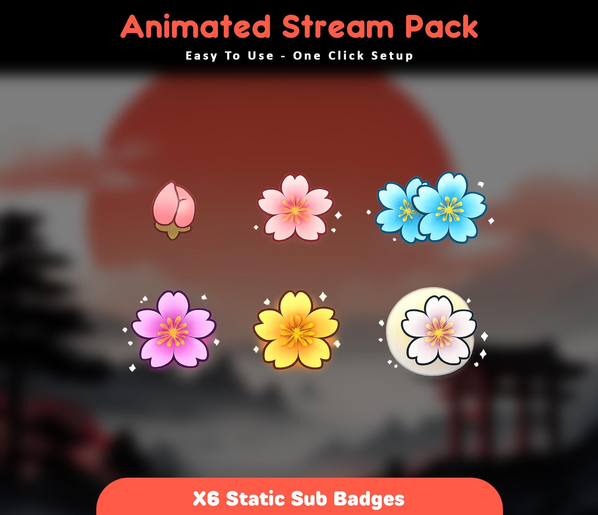 Moonlit Samurai Animated Stream Package: Twitch Overlay, YouTube, Kick — preview photo 8