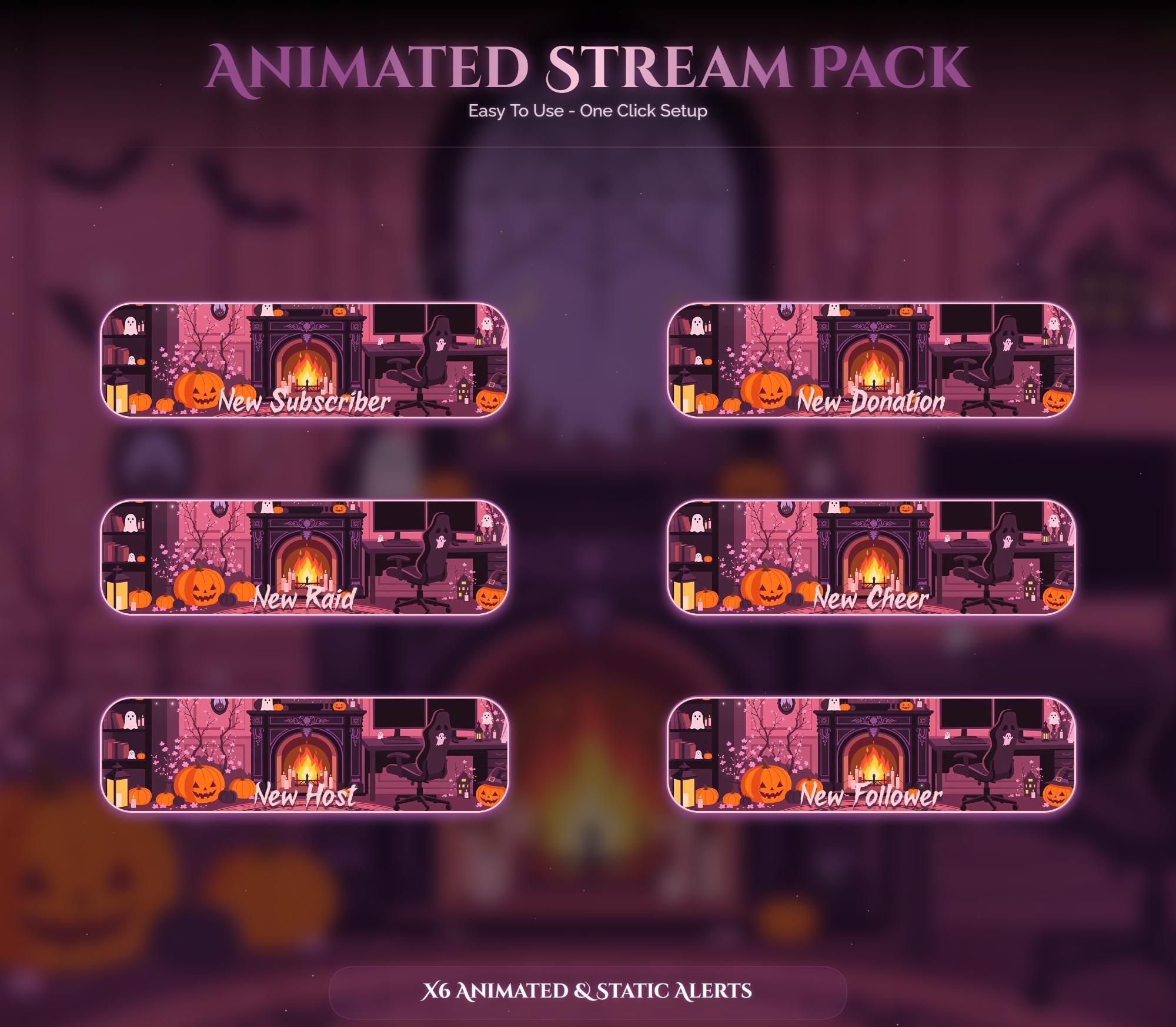 Spooky Animated Halloween Cat Room Twitch Full Stream Pack — preview photo 7