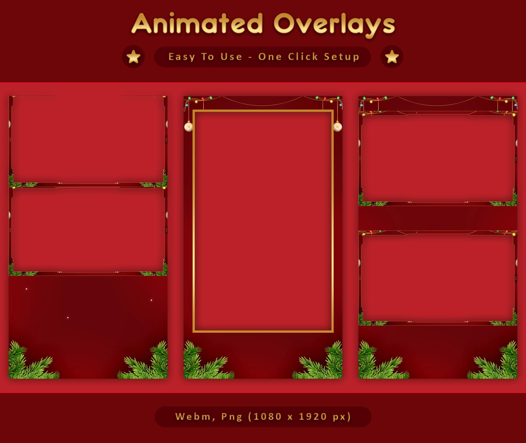 Red Gold Christmas Animated TikTok Stream Overlay Package (Digital Download) — preview photo 5