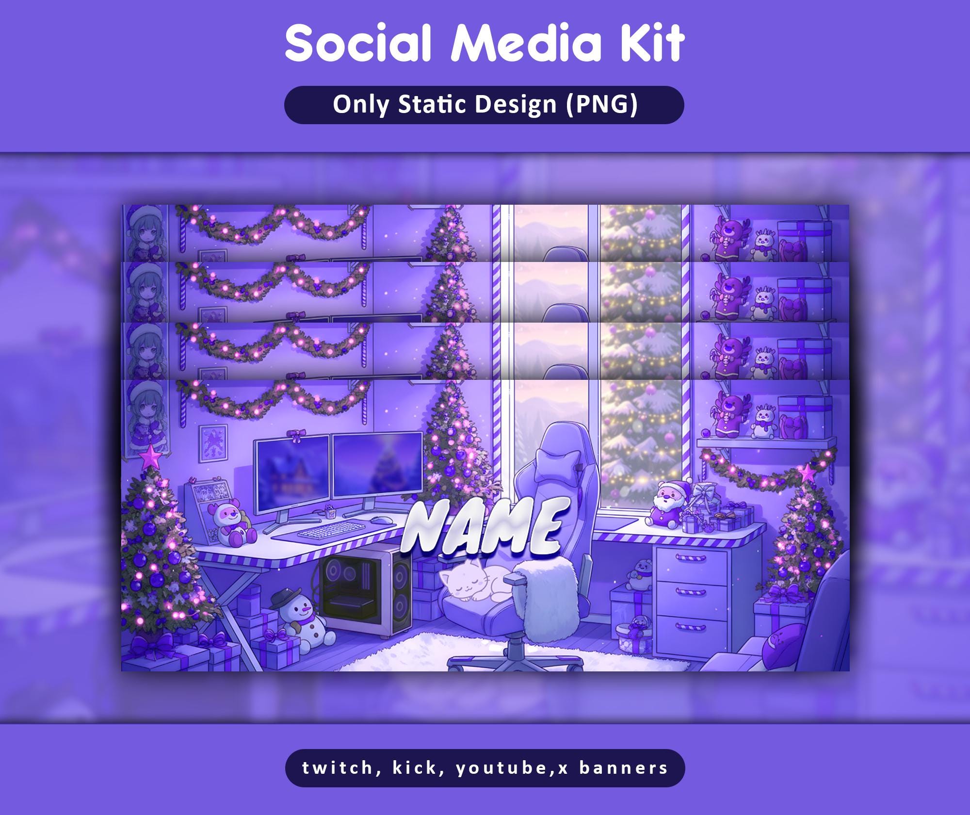 Purple Cat Overlay Animated Stream Pack — preview photo 9