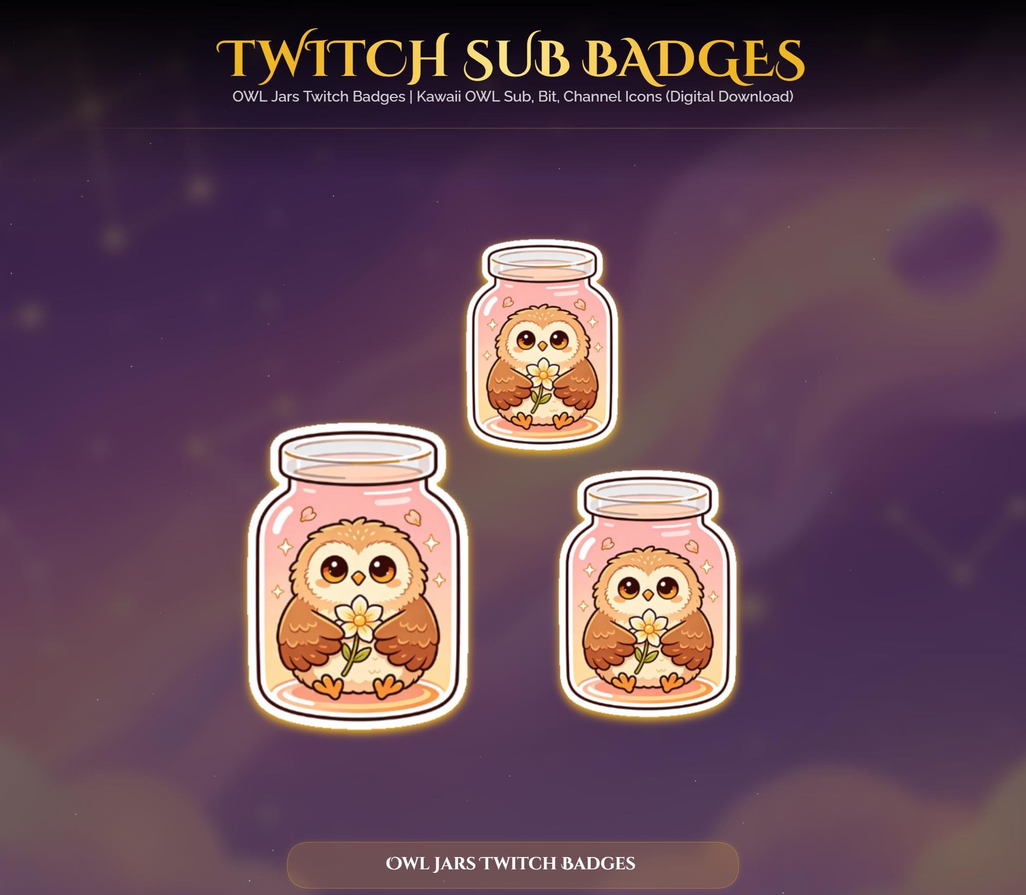 Sakura Owl Jars Twitch Badges — preview photo 4