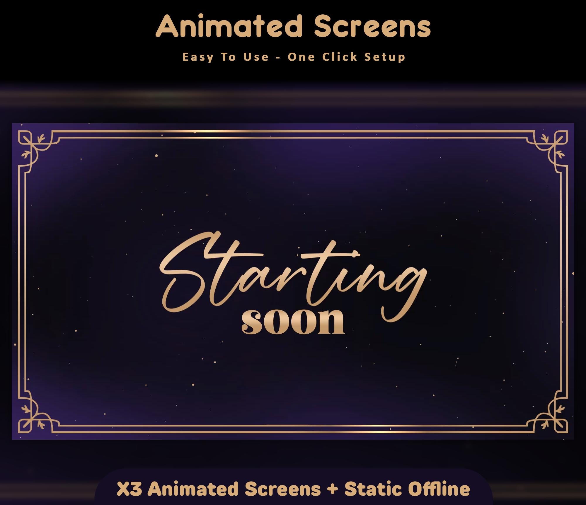 Royal Purple Night Animated Screens: For Twitch Overlay, YouTube, Kick — preview photo 2