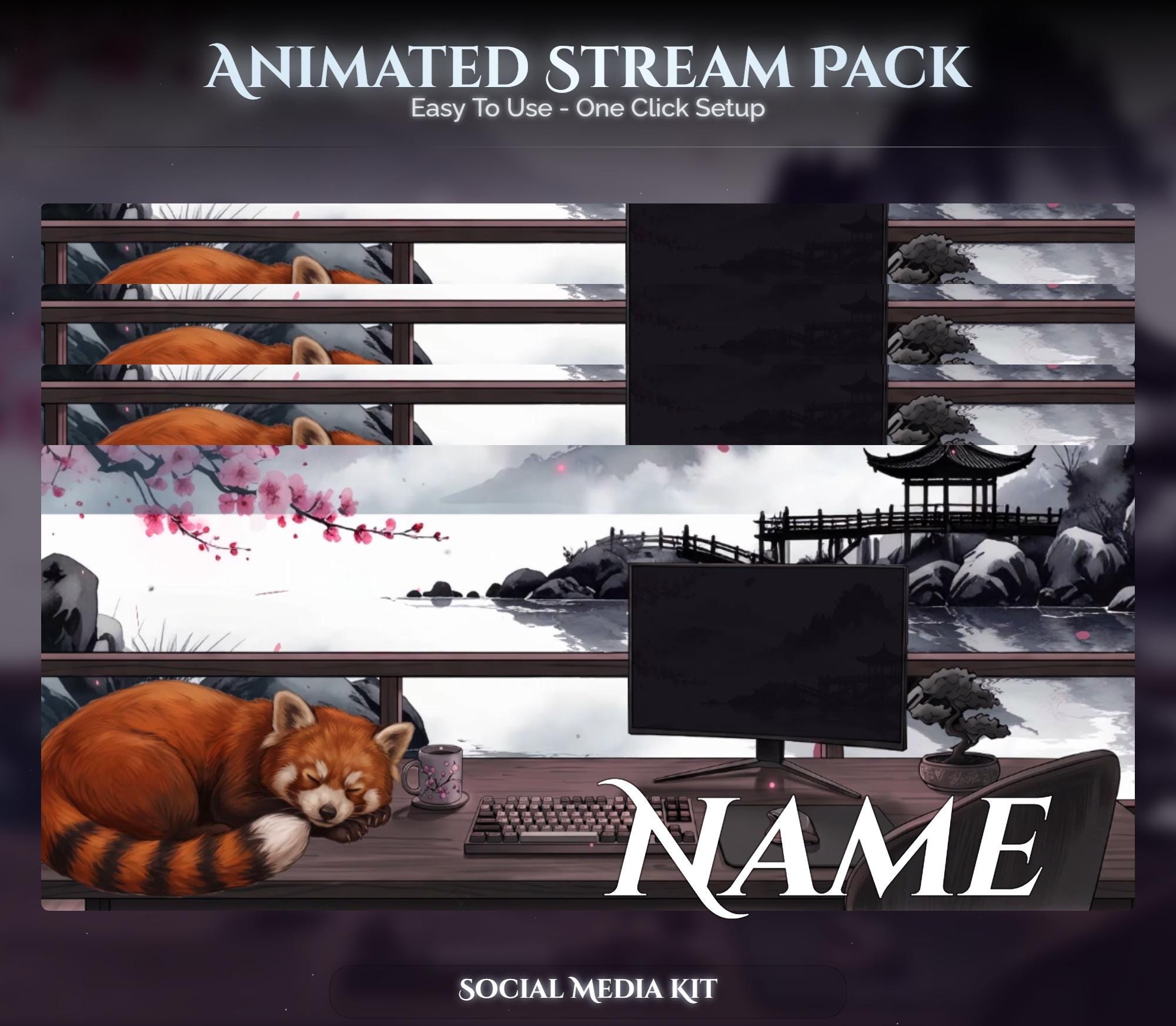 Red Panda Overlay Animated Stream Package: Twitch, YouTube, Kick — preview photo 10
