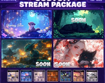 Custom Animated Twitch Stream Overlay Full Pack Bundle| OBS Alerts, Screens, Emotes, Badges, Custom Panels
