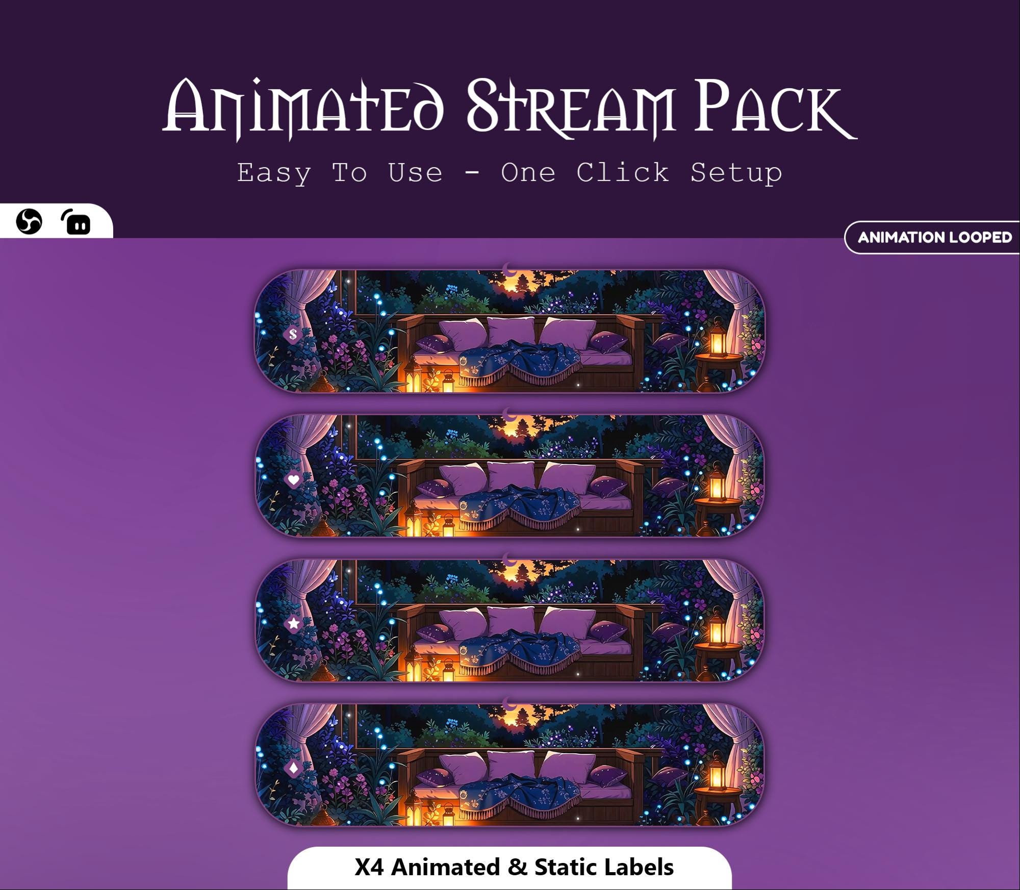 Cozy Midnight Garden Animated Overlay — preview photo 7