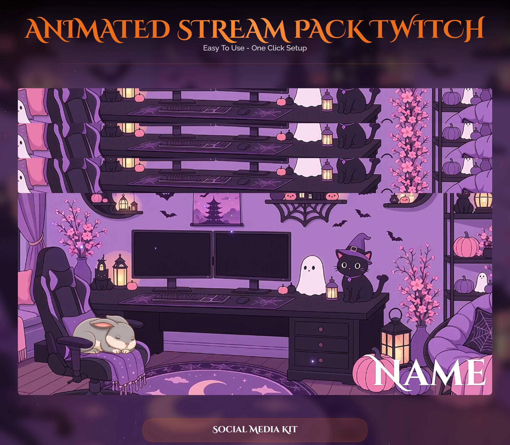 Animated Halloween Twitch Stream Overlay Pack — preview photo 9
