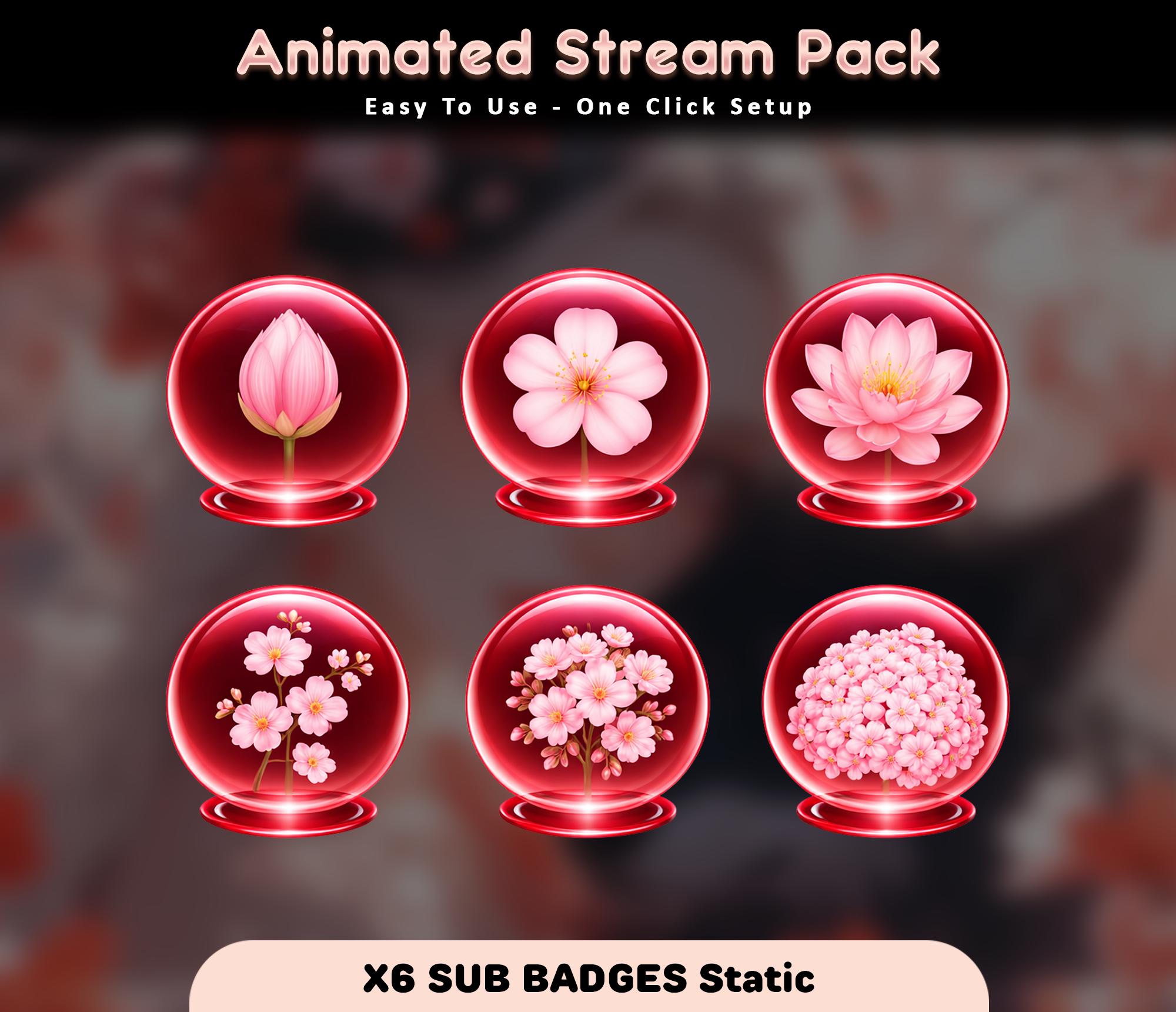 Pink Cherry Blossom Black Wolf Animated Stream Overlay Pack (Twitch/YouTube/Kick) — preview photo 6