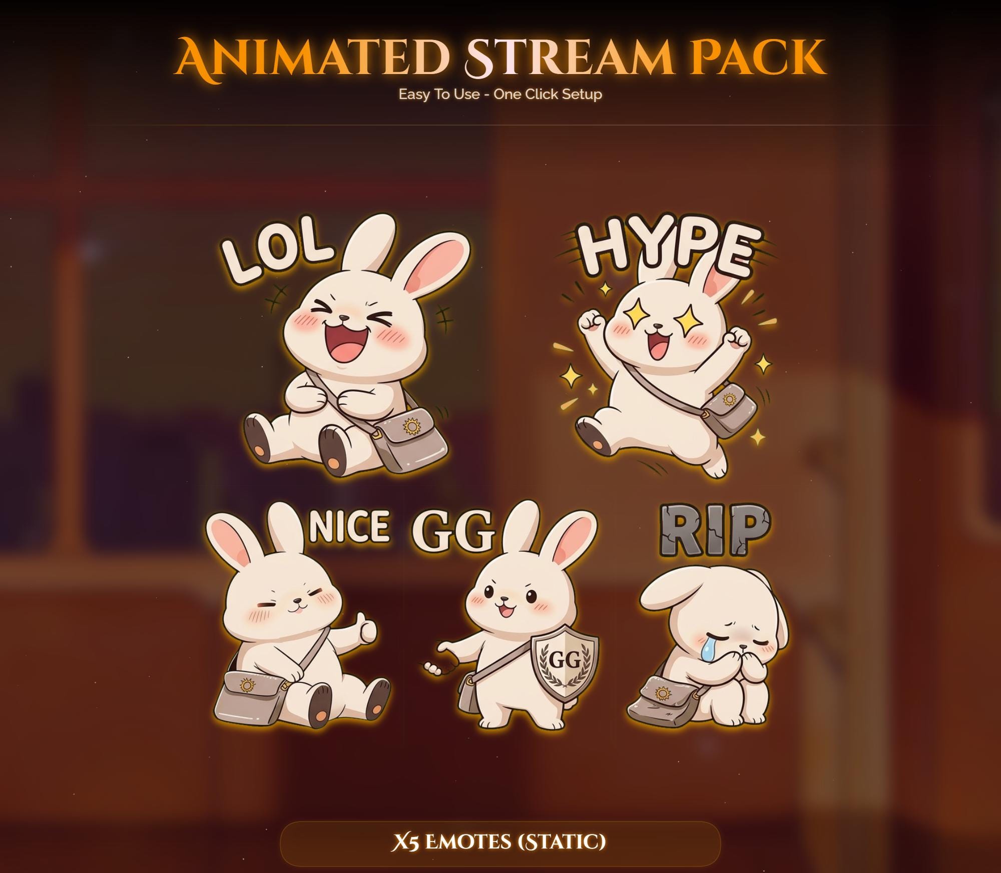 Train Sunset Rabbit Overlay Animated Stream Package: For Twitch, YouTube, Kick — preview photo 6