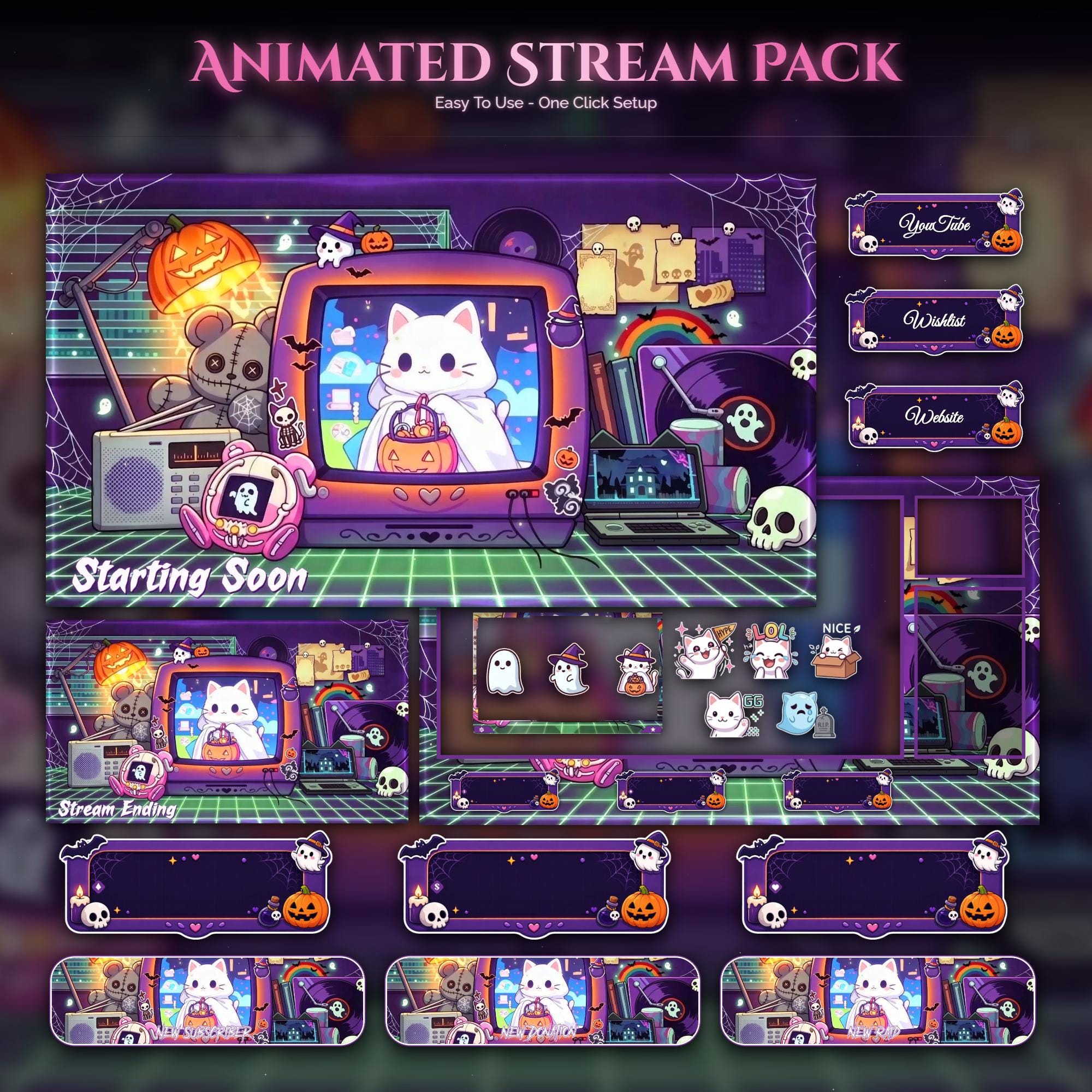 Y2K Spooky Cat Animated Overlay
