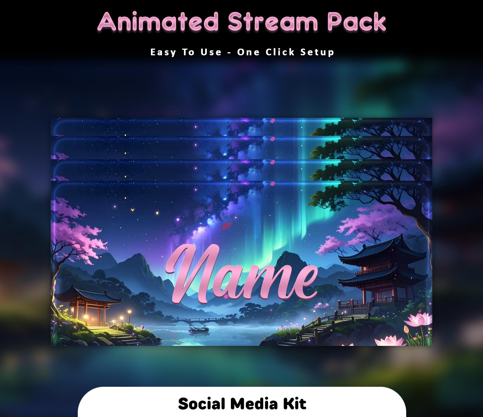 Dream Sakura Animated Stream Package: Twitch Overlay, YouTube, Kick — preview photo 7