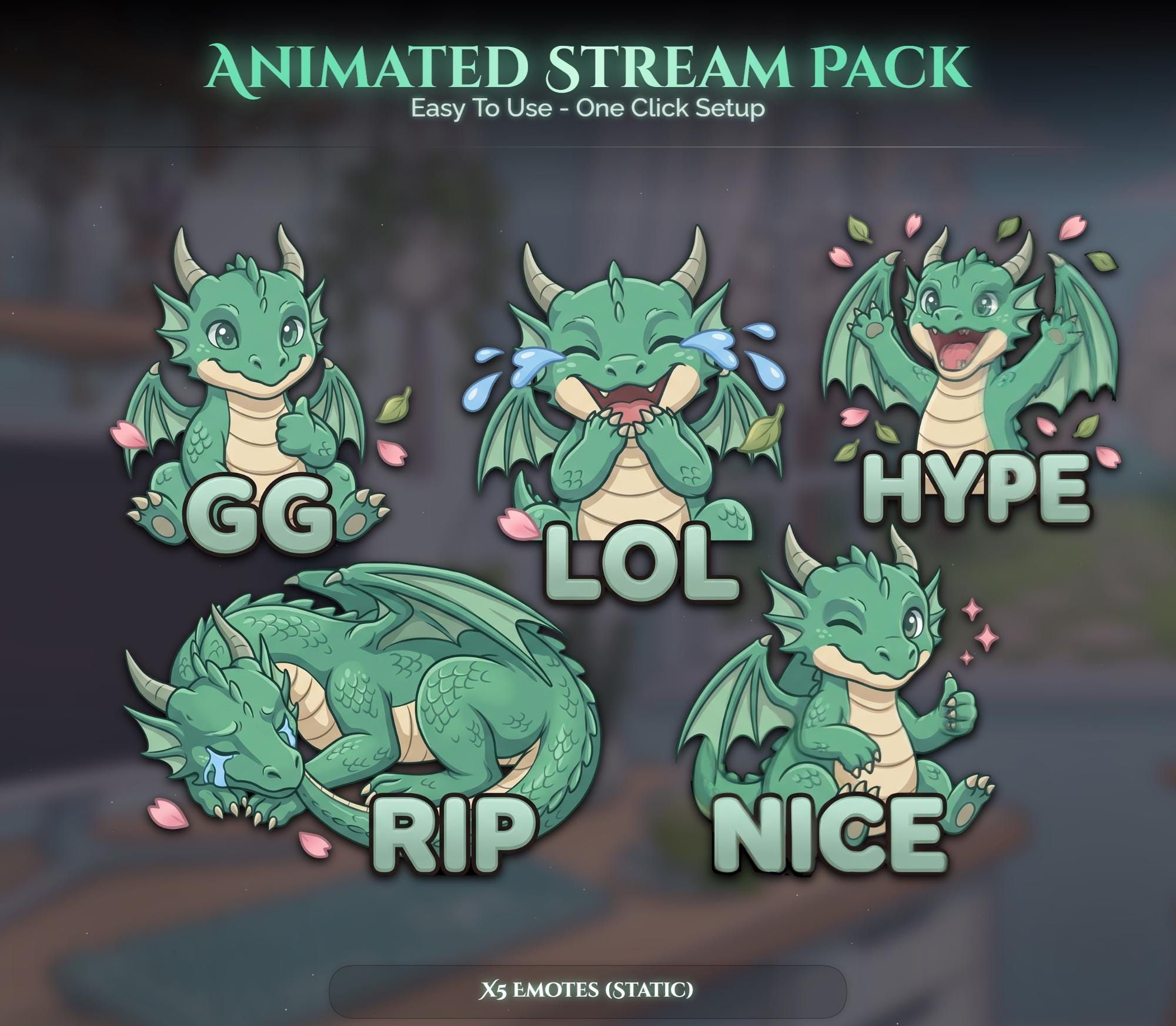 Matcha Dragon Animated Stream Package: For Twitch Overlay, YouTube, Kick — preview photo 9