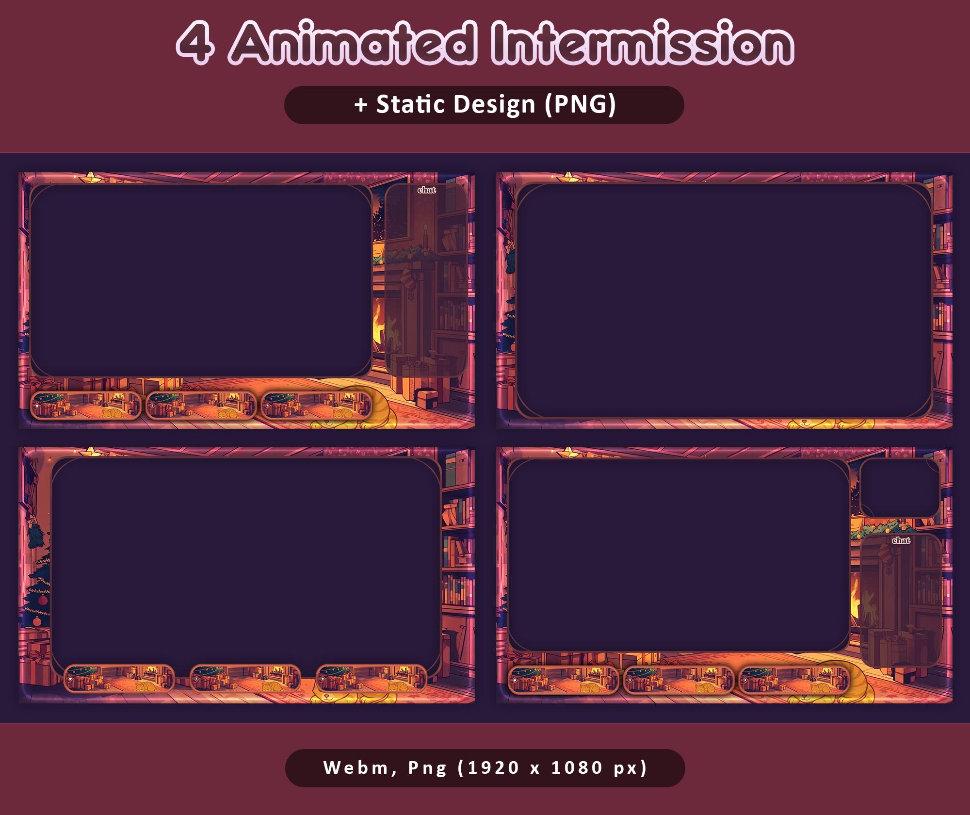 Midnight Cozy Cat Orange Animated Stream Package: Twitch Overlay, YouTube, Kick, Cats Overlays — preview photo 6