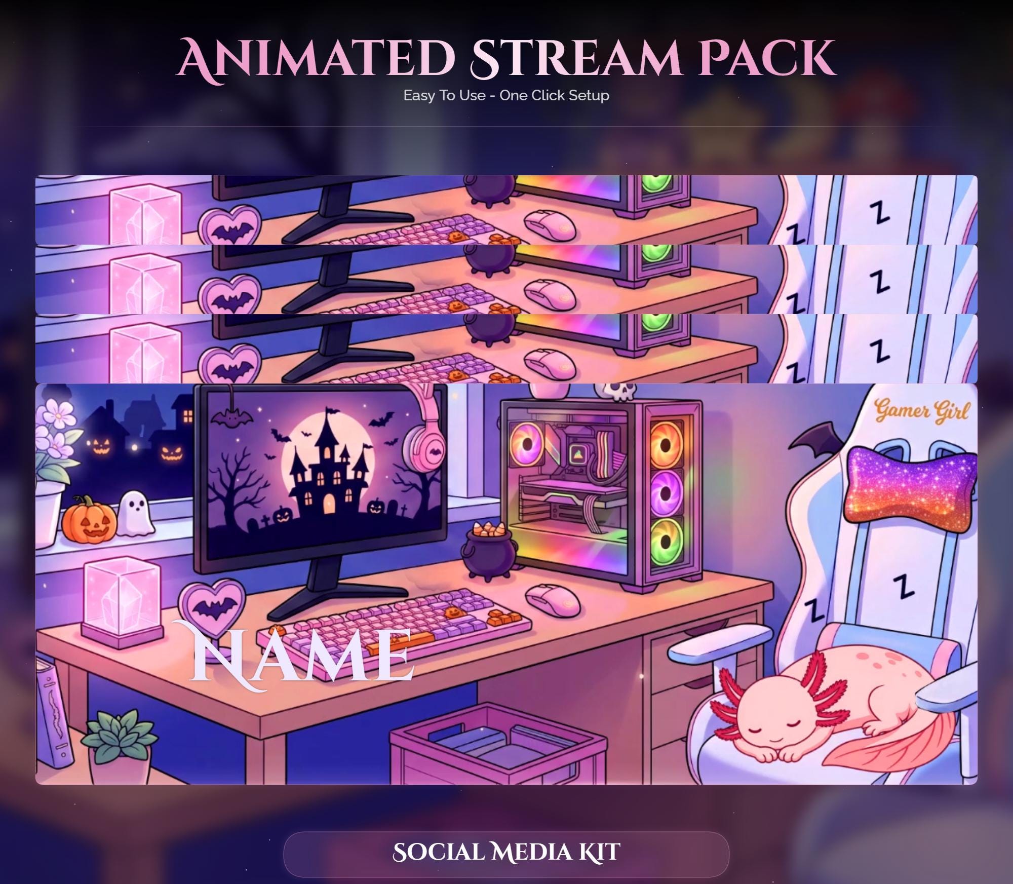 Animated Spooky Halloween Twitch Overlay Pack — preview photo 9