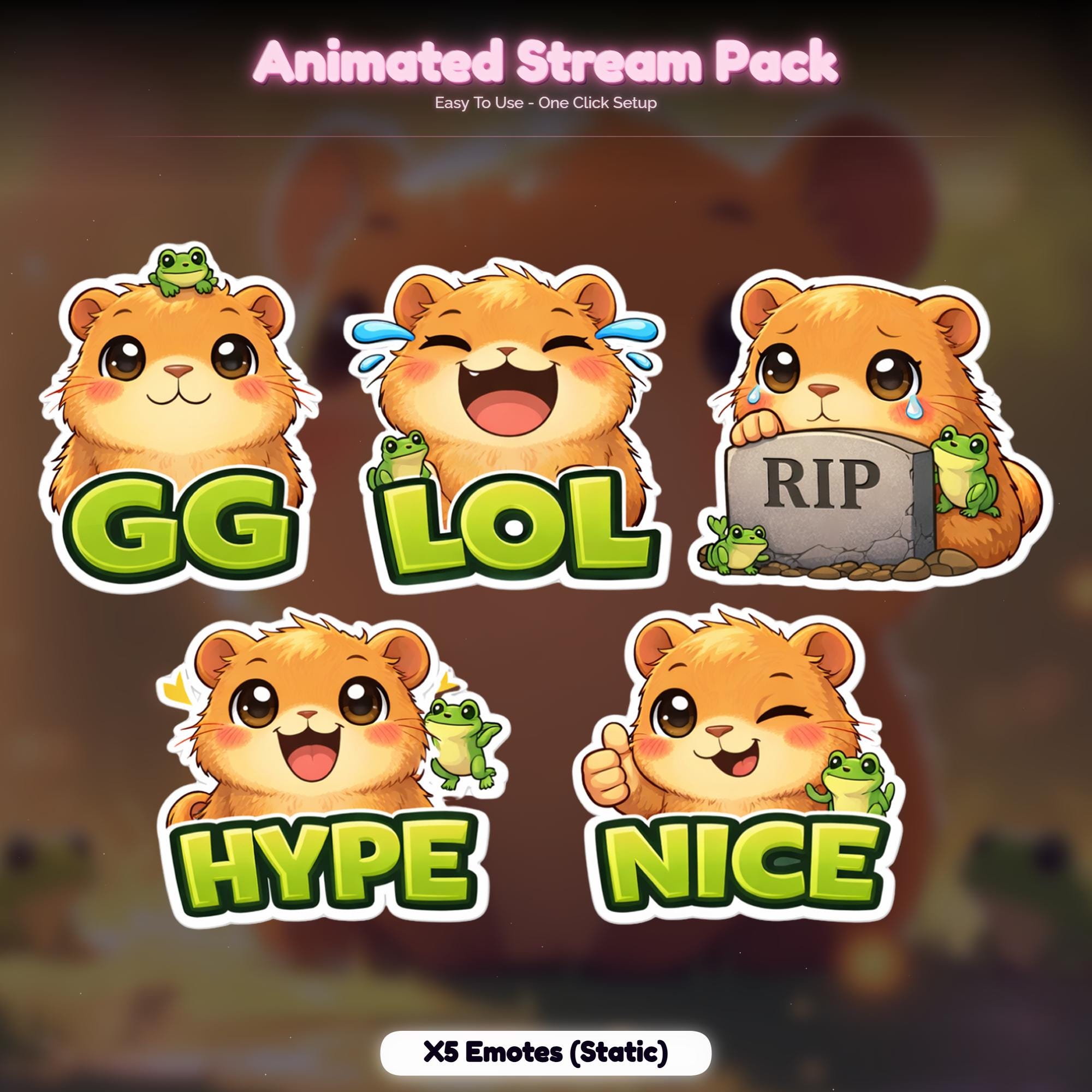 Capybara Forest Animated Stream Package : Twitch Overlay, YouTube, Kick — preview photo 7