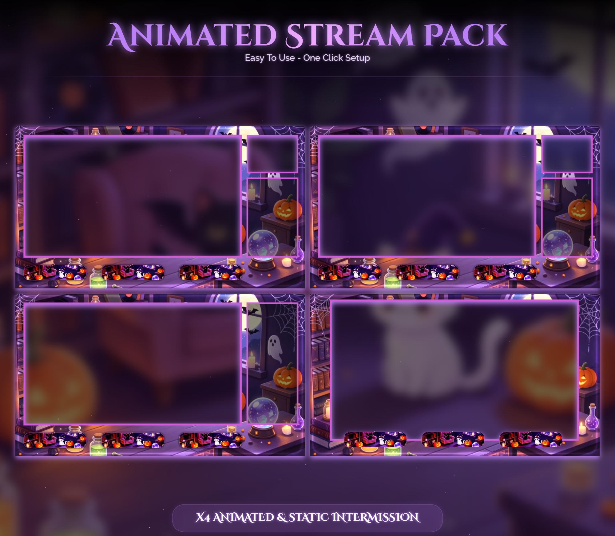 Whimsical Witch's Library Cats Animated Overlay — preview photo 3