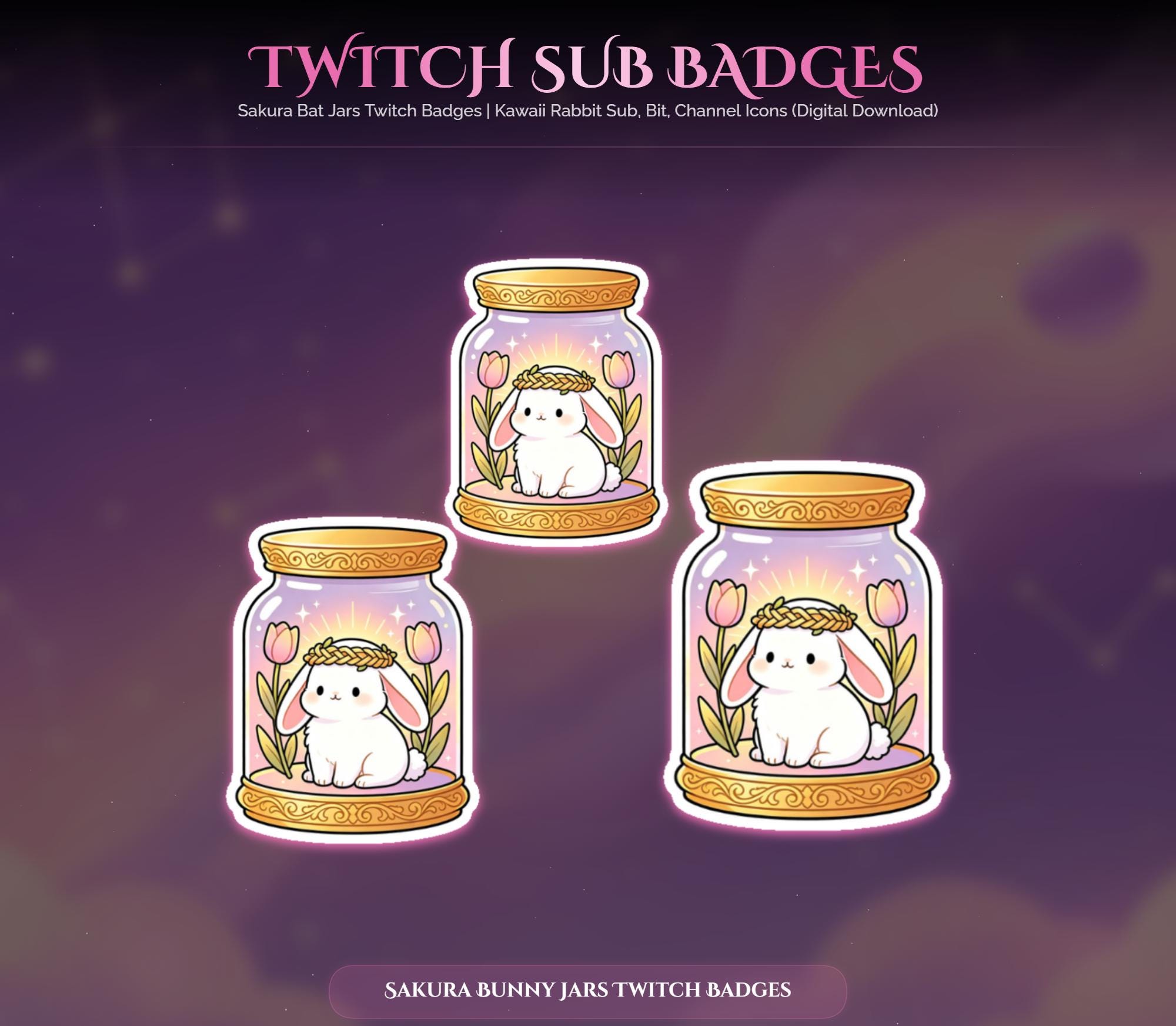 Sakura Bunny Jar Twitch Badges — preview photo 8