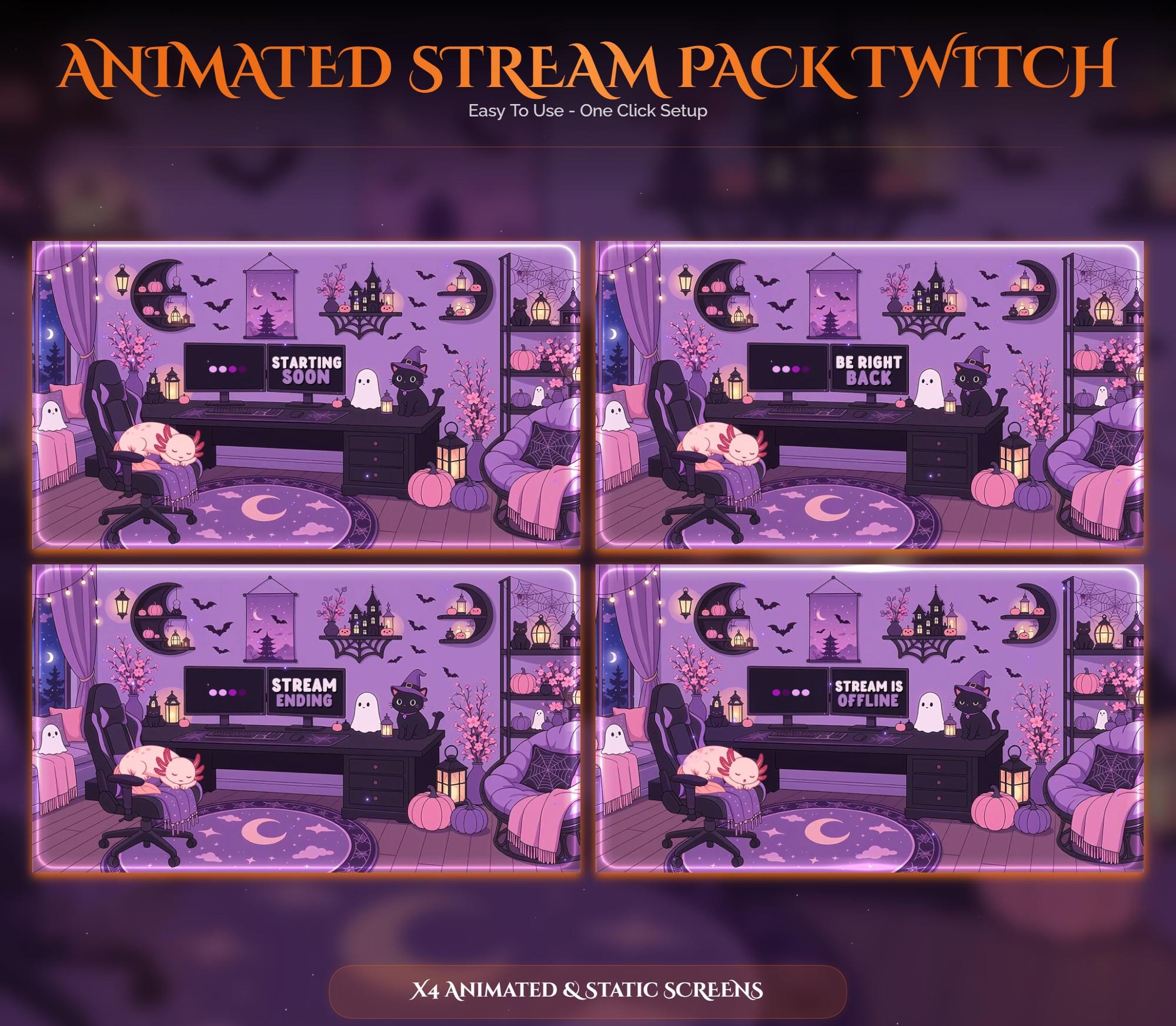 Animated Halloween Twitch Stream Overlay Pack — preview photo 2