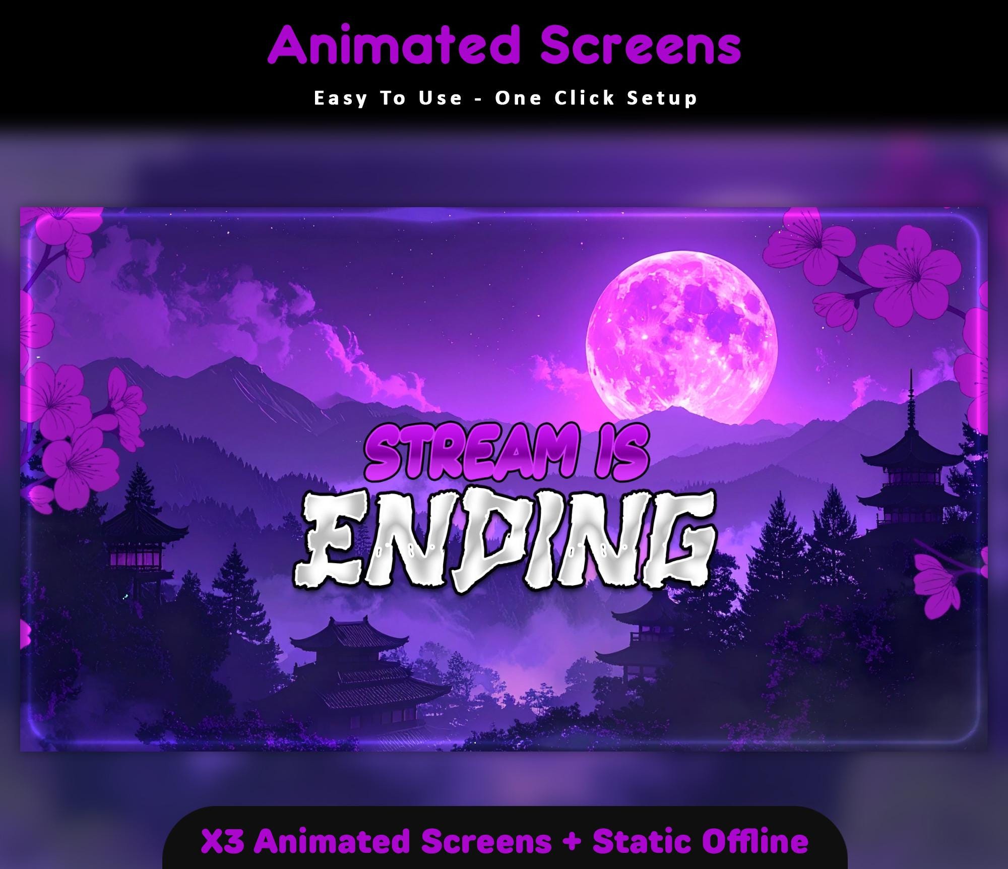 Purple Moon Sakura Twitch Screens — preview photo 5