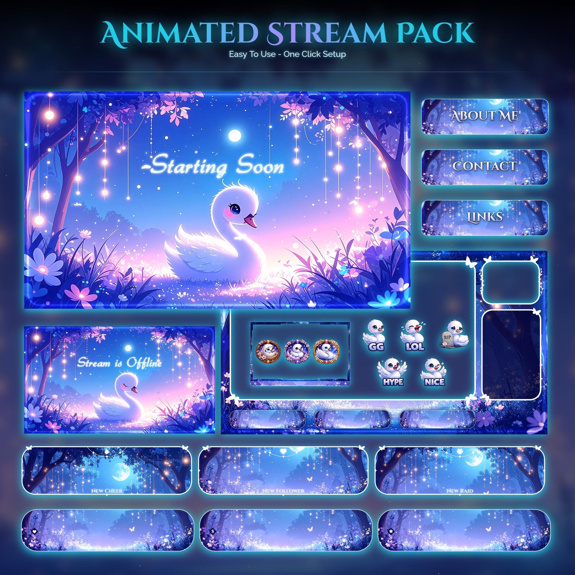 Swan Forest Magic Animated Stream Package