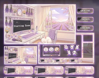 Lavender Spring Rabbit Animated Stream Package | Bunny Twitch Overlay | YouTube | kick overlays