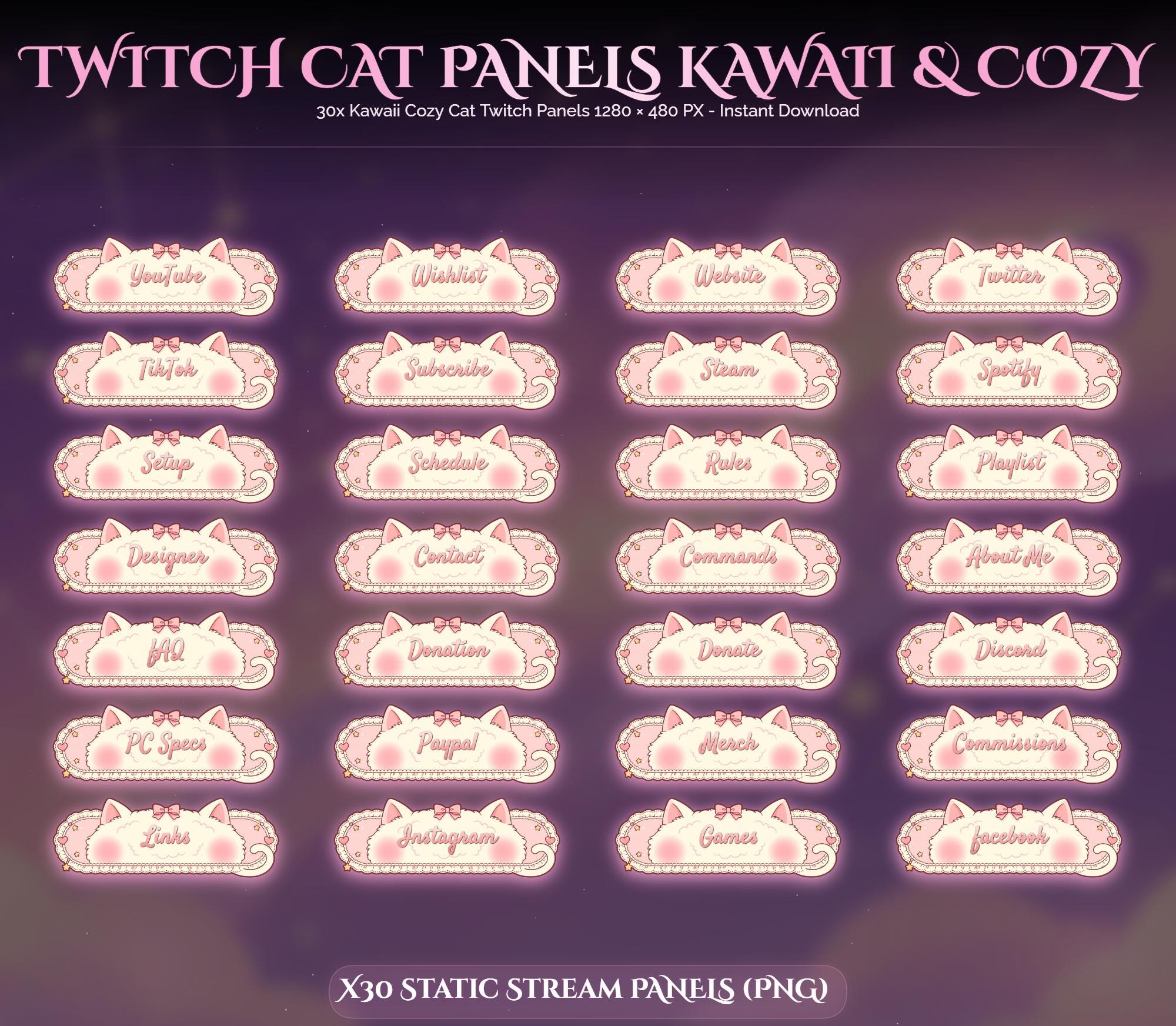 30x Kawaii Cat Twitch Panels — preview photo 3