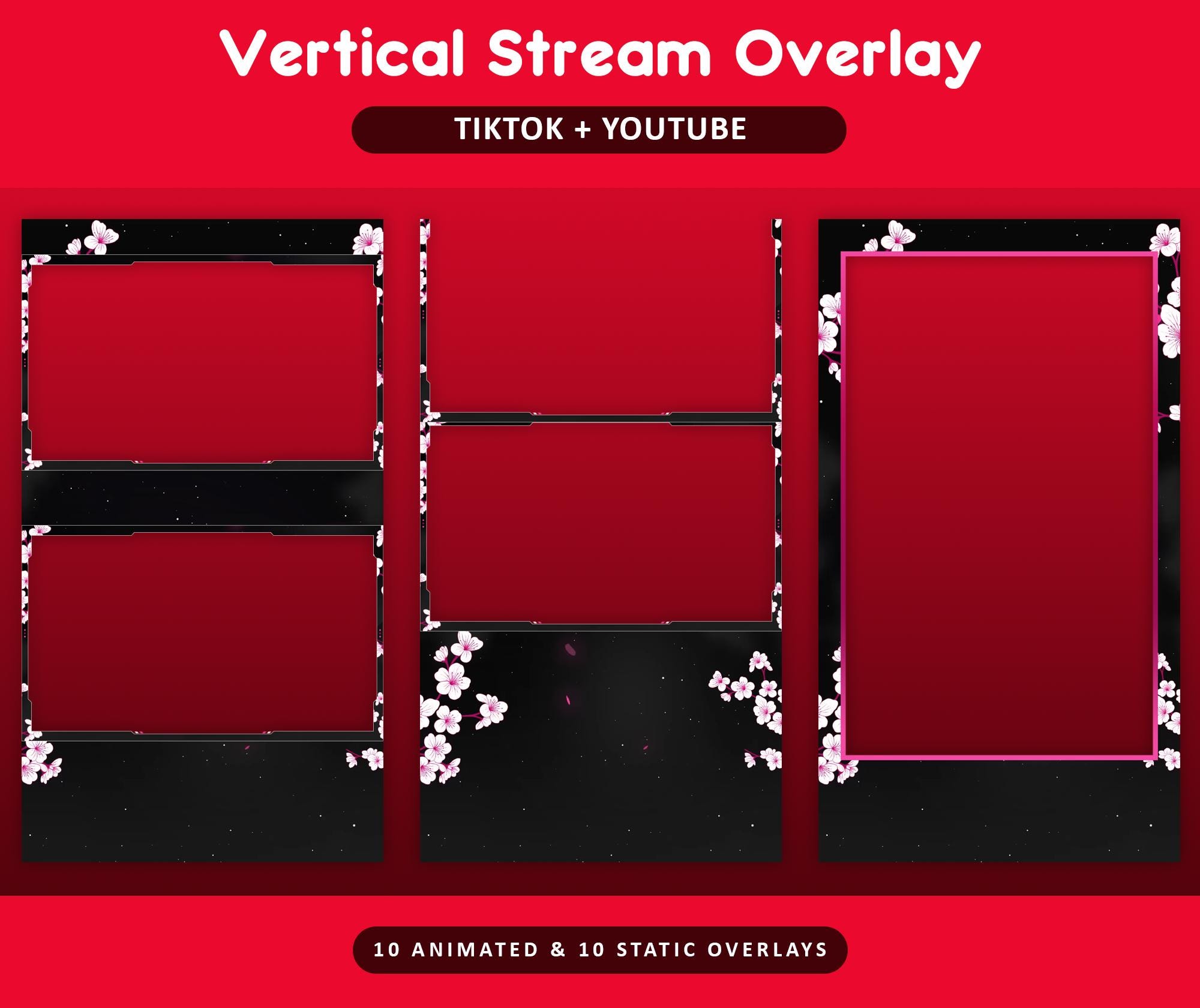 Cherry Blossom Animated TikTok Stream Overlay Package, TikTok Overlays (Digital Download) — preview photo 5