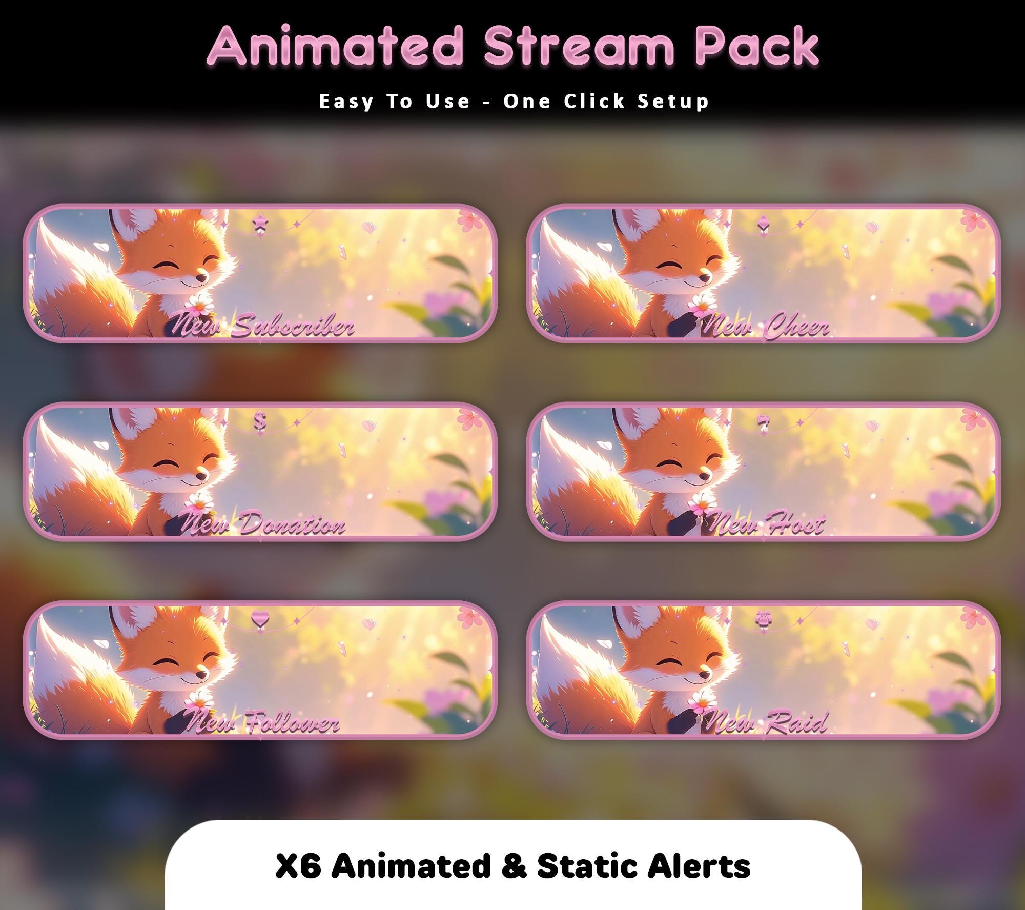 Blossom Fox Animated Stream Overlay Pack — preview photo 6