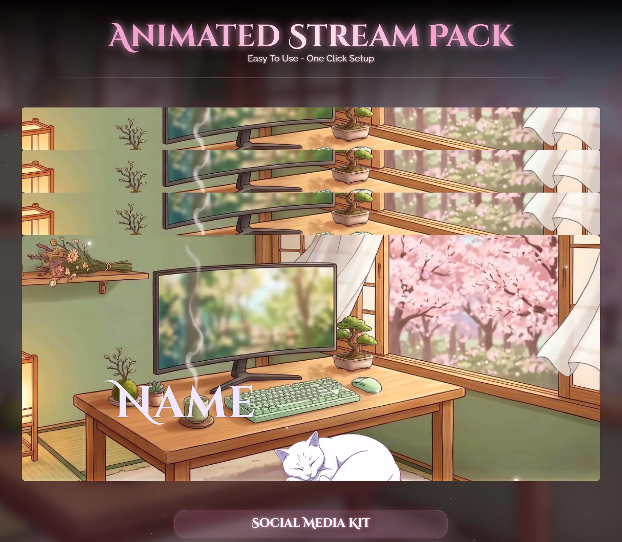 Sakura Setup Cat Animated Stream Package — preview photo 10