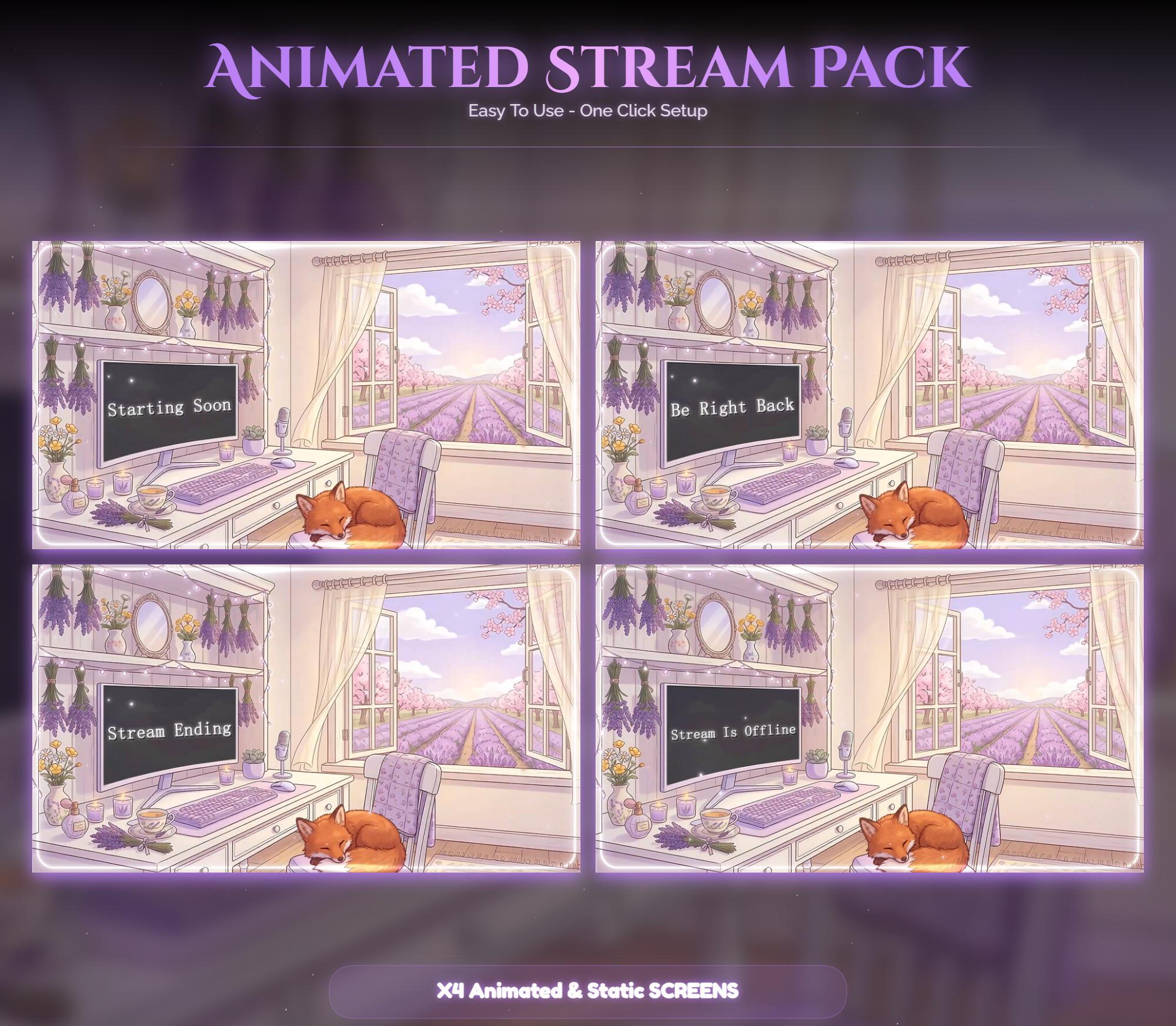 Lavender Spring Fox Animated Stream Package — preview photo 2