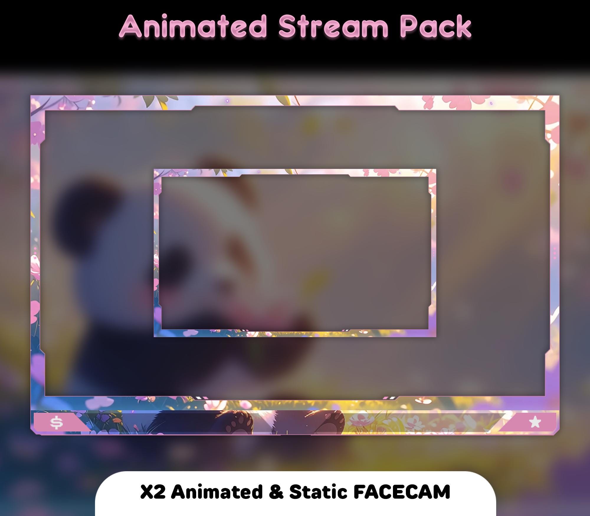 Blossom Panda Animated Stream Package: For Twitch Overlay, YouTube, Kick — preview photo 5