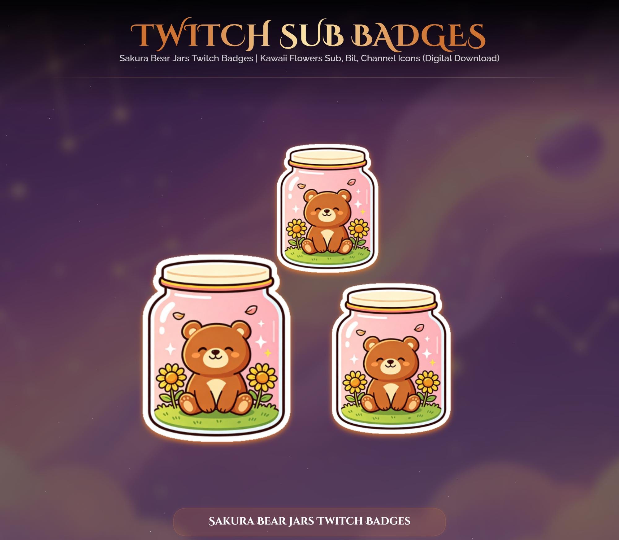 Sakura Bear Jars Twitch Badges — preview photo 5