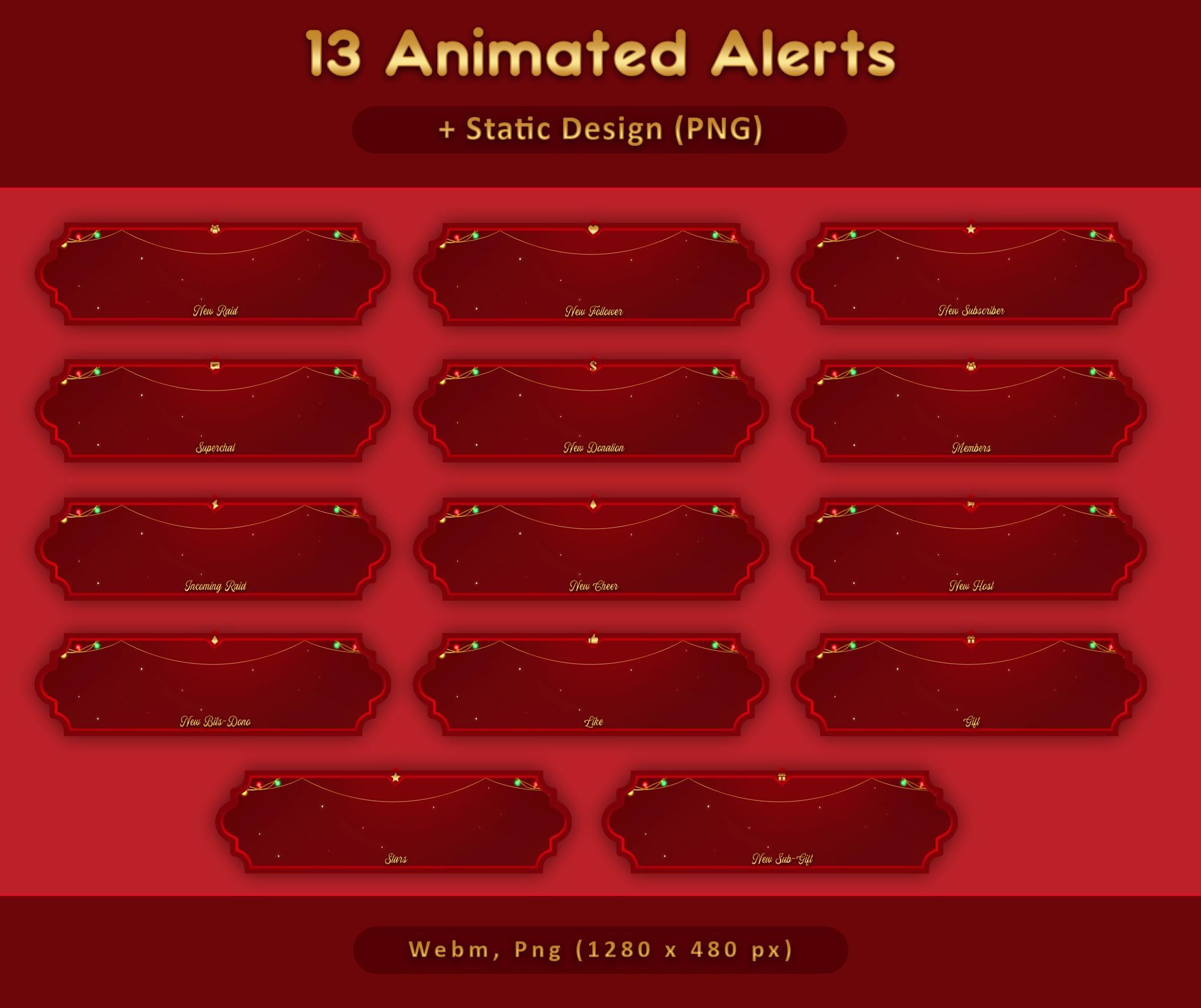 Red Gold Animated Stream Package: Twitch Overlay, YouTube, Kick, Red Overlays — preview photo 8