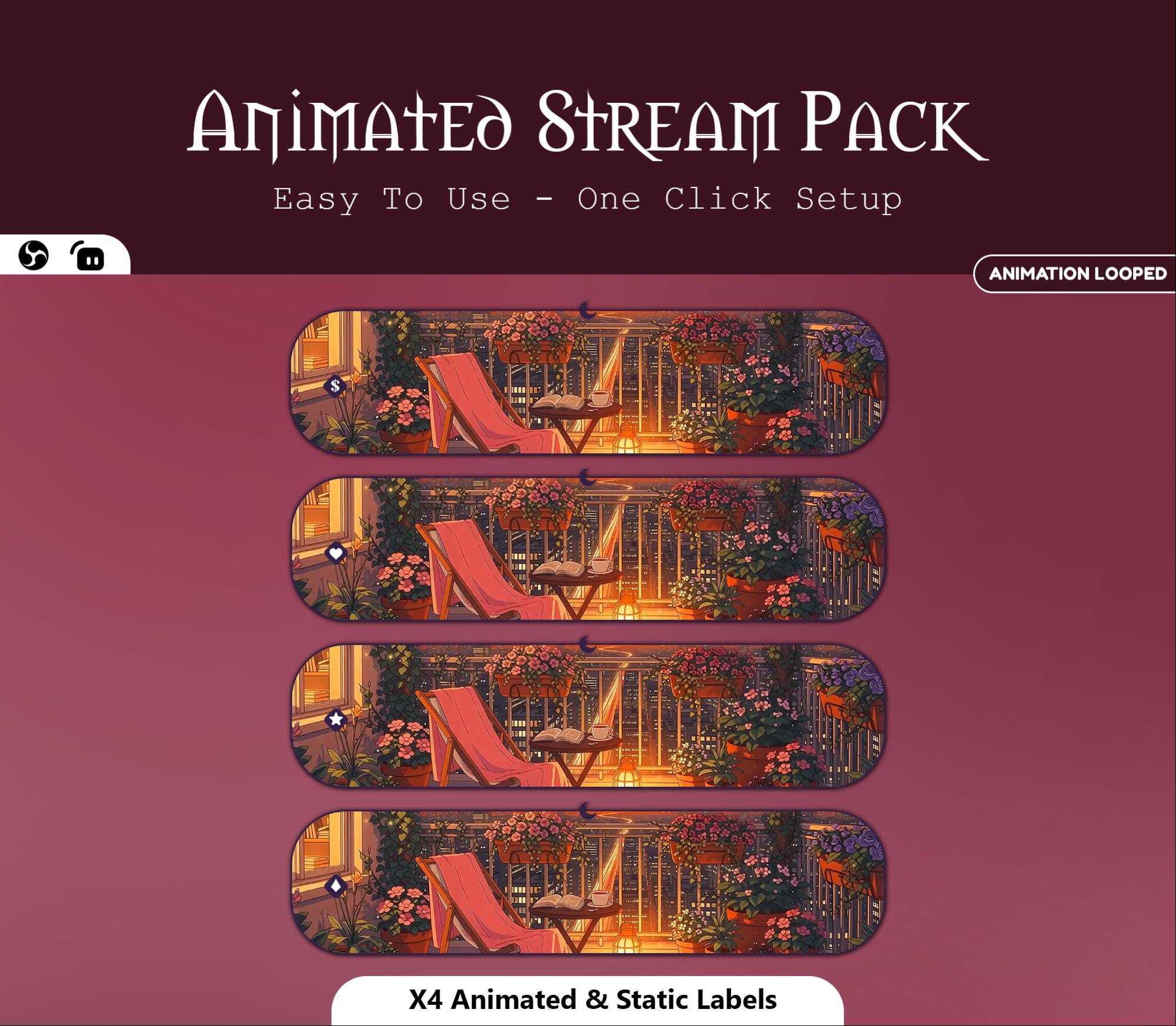 Cozy Terrace Night Cityscape Animated Overlay — preview photo 7